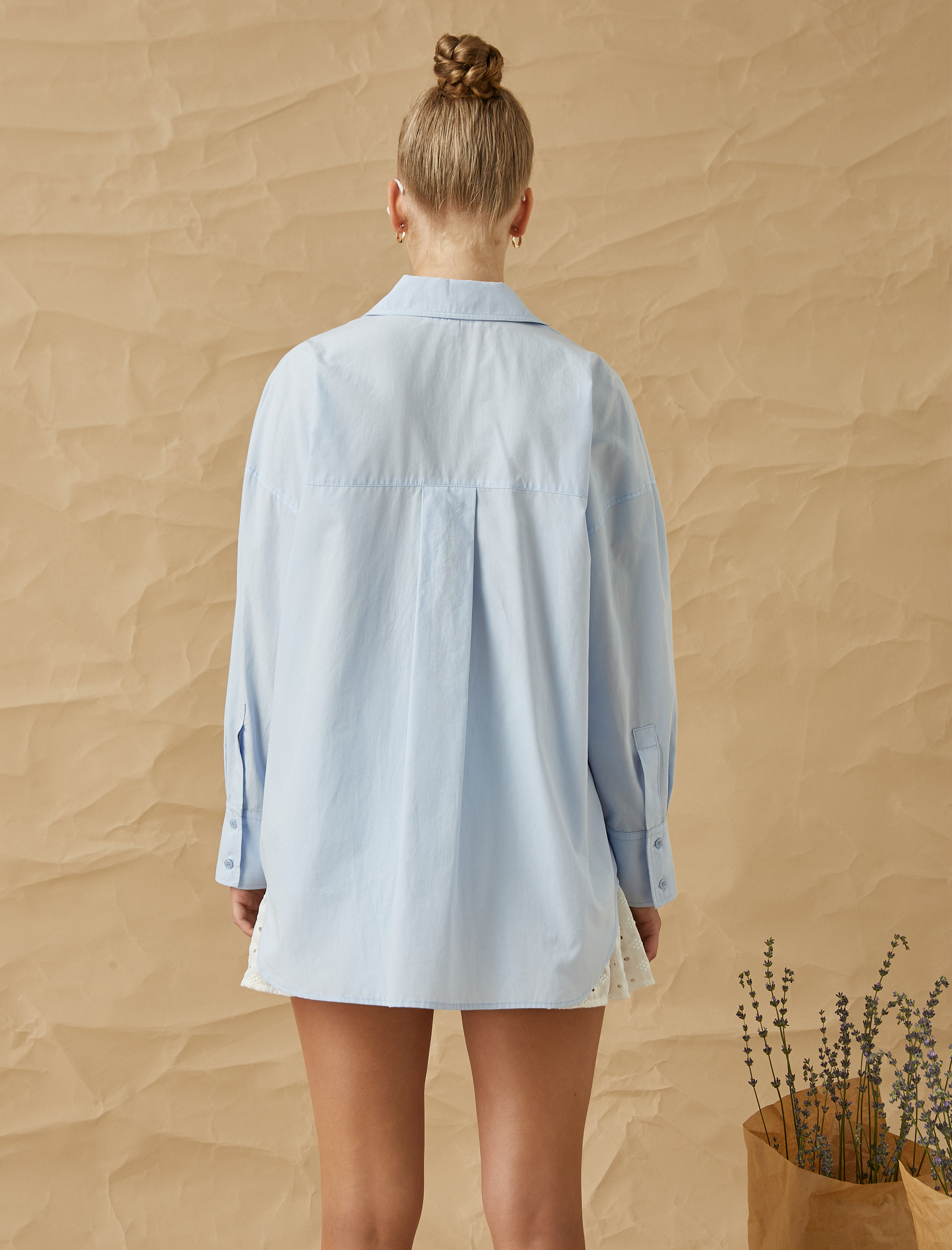   Poplin Oversize Gömlek Kroşe Detaylı