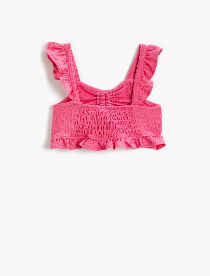 Kız Çocuk Crop Üst Fırfırlı Büzgülü