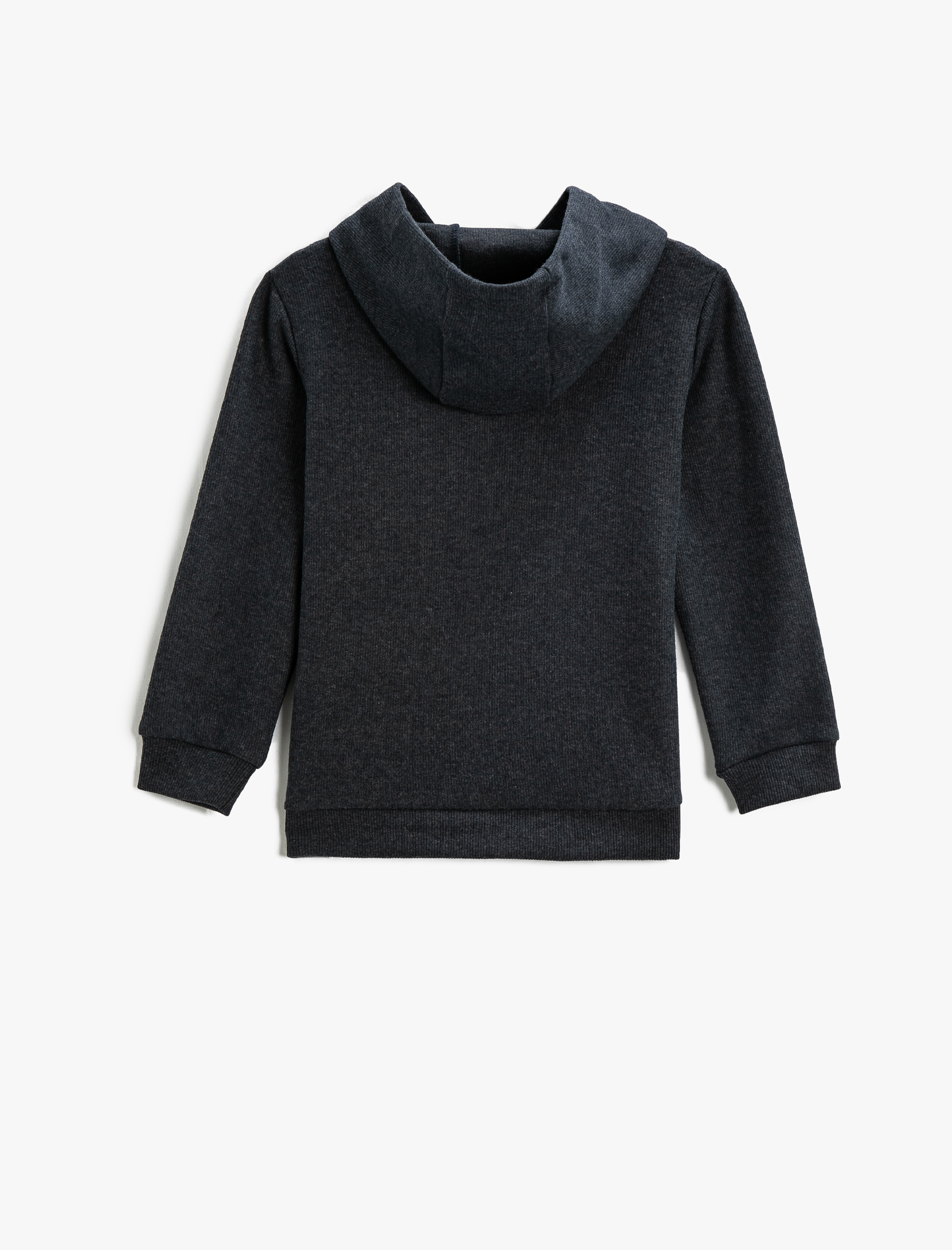  Erkek Çocuk Basic Kapüşonlu Sweatshirt Dokulu