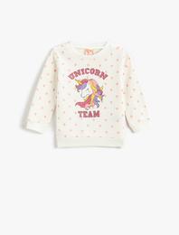 Unicorn Baskılı Sweatshirt Pamuklu