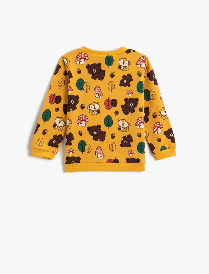 Erkek Bebek Hayvan Grafik Baskılı Sweatshirt Pamuklu