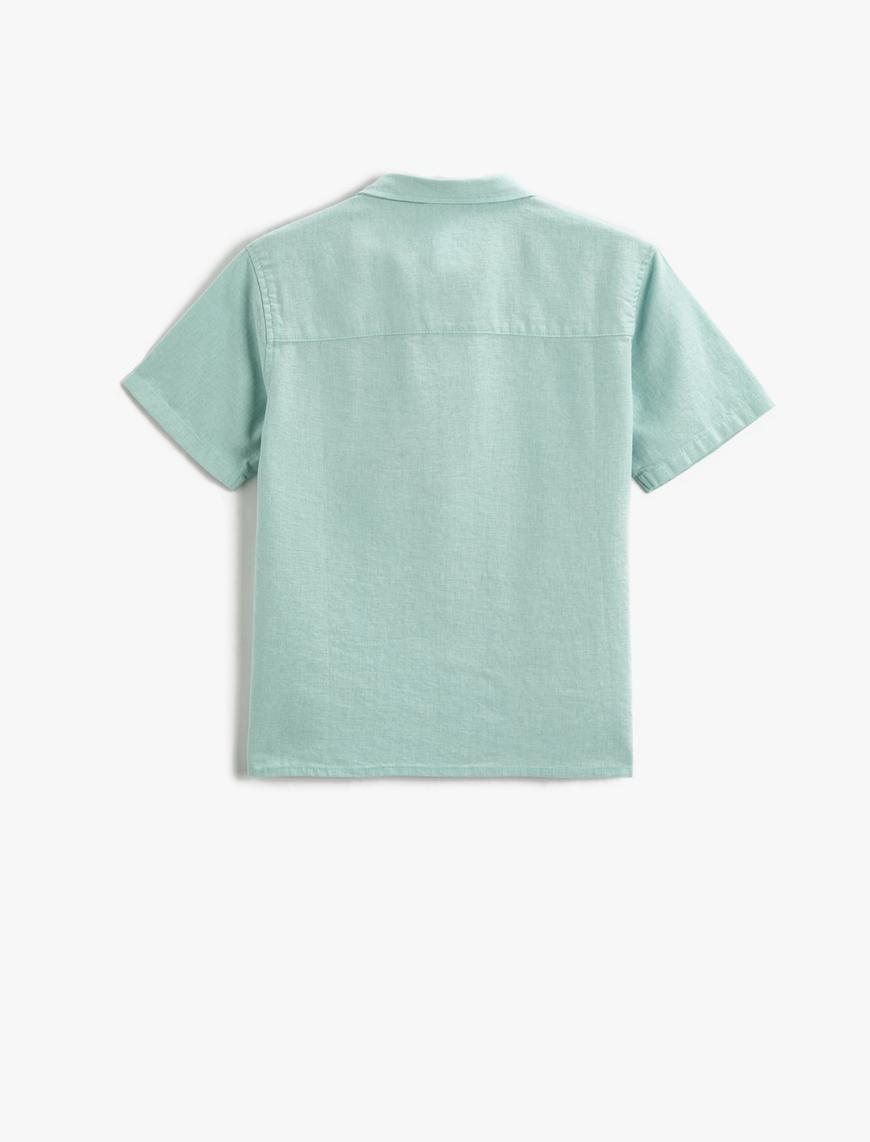  Erkek Çocuk Keten Karışımlı Kumaş Gömlek Kısa Kollu