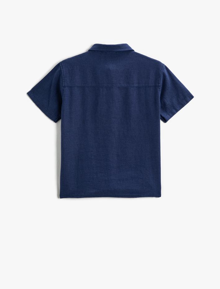 Erkek Çocuk Keten Karışımlı Kumaş Gömlek Kısa Kollu