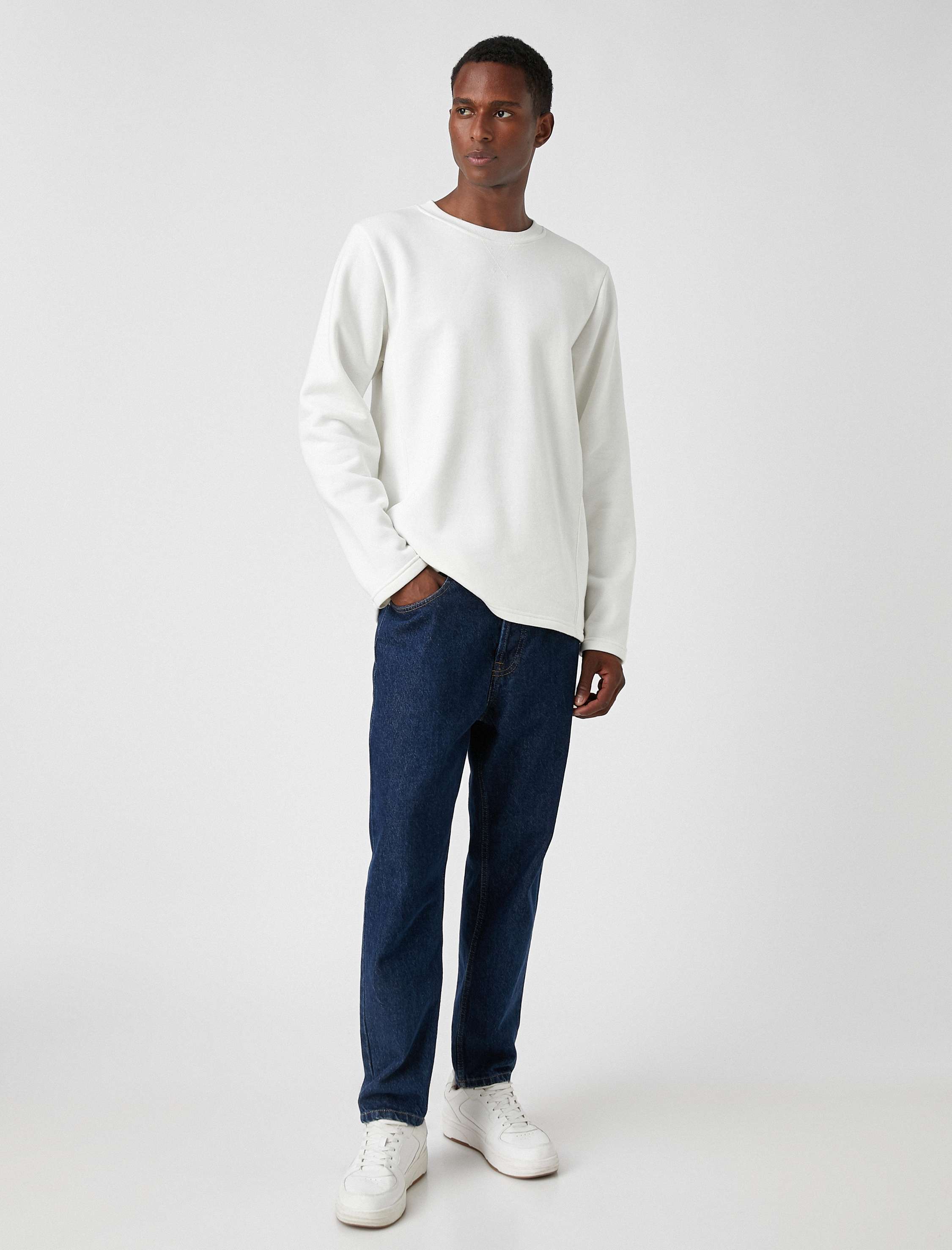   Basic Sweatshirt Şardonlu Bisiklet Yaka