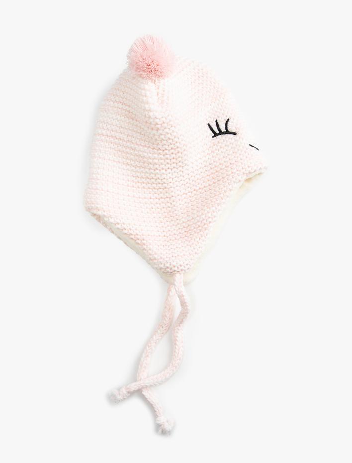 Kız Çocuk Kulak Kapaklı Bere Çene Altından Bağcıklı