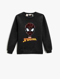 Spider-Man Baskılı Sweatshirt Lisanslı Pul Payet İşlemeli