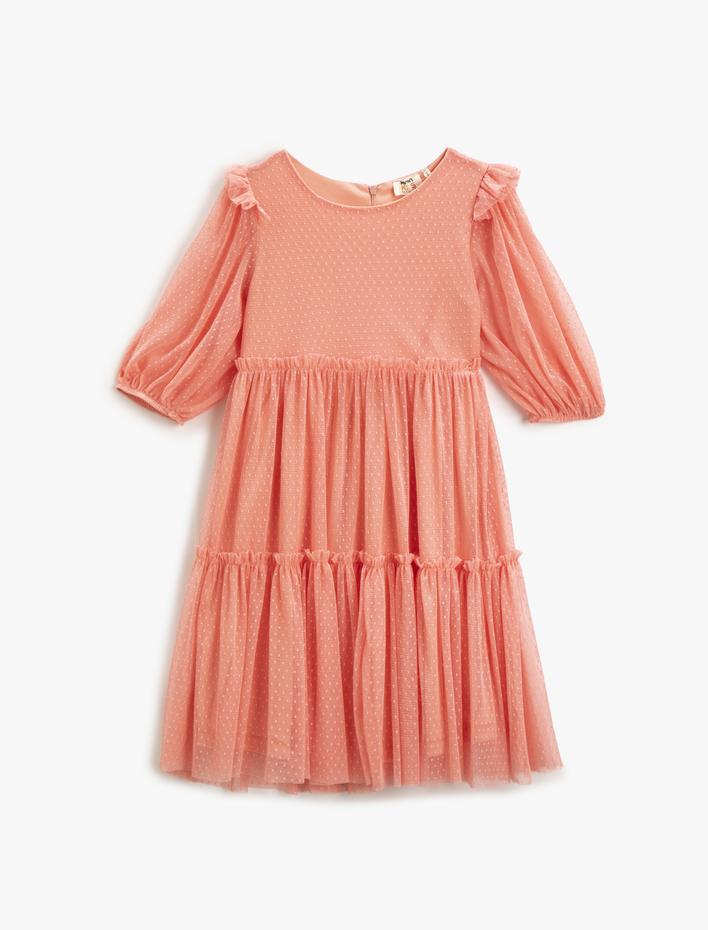 Kız Çocuk Elbise Uzun Kollu Maksi Tül