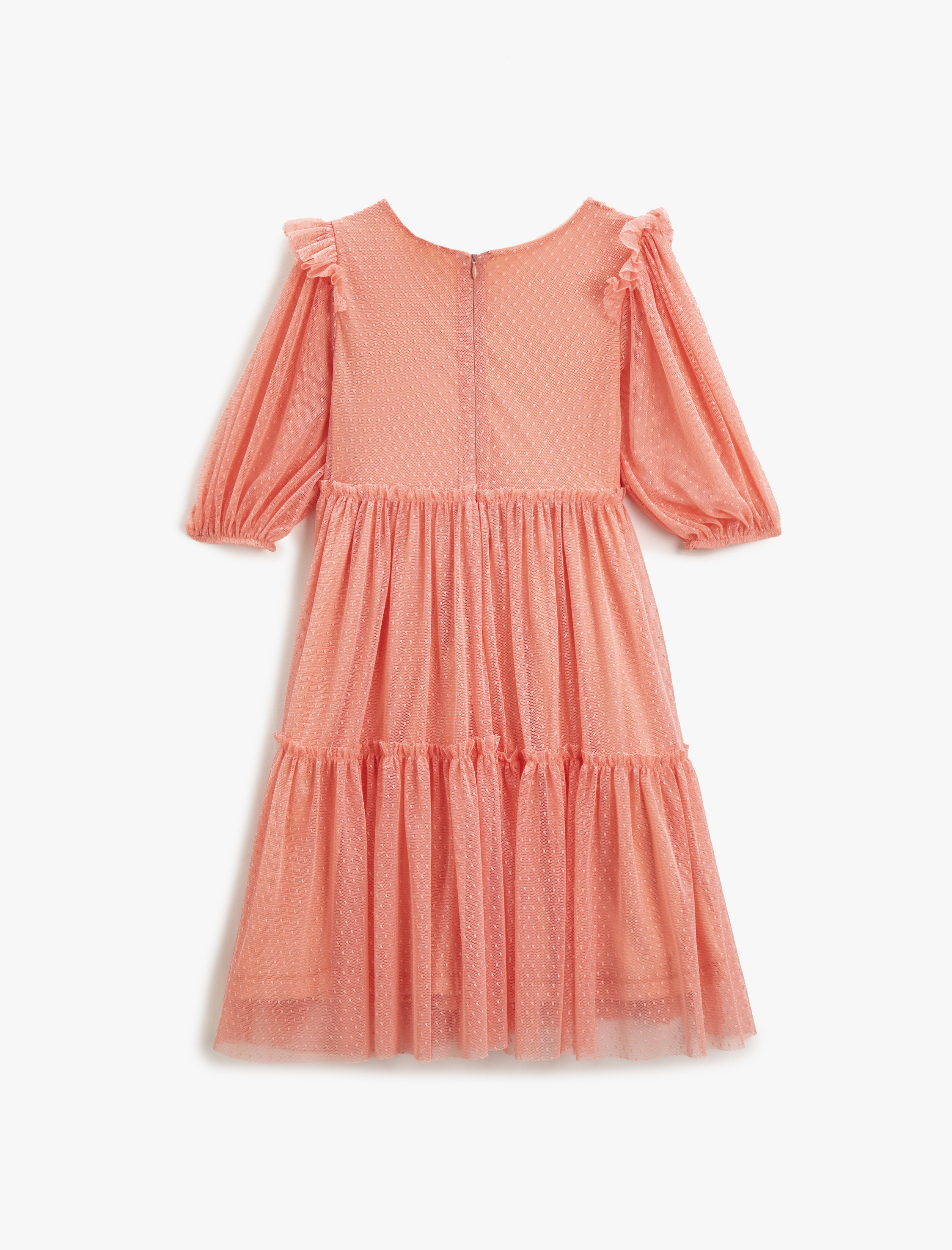  Kız Çocuk Elbise Uzun Kollu Maksi Tül