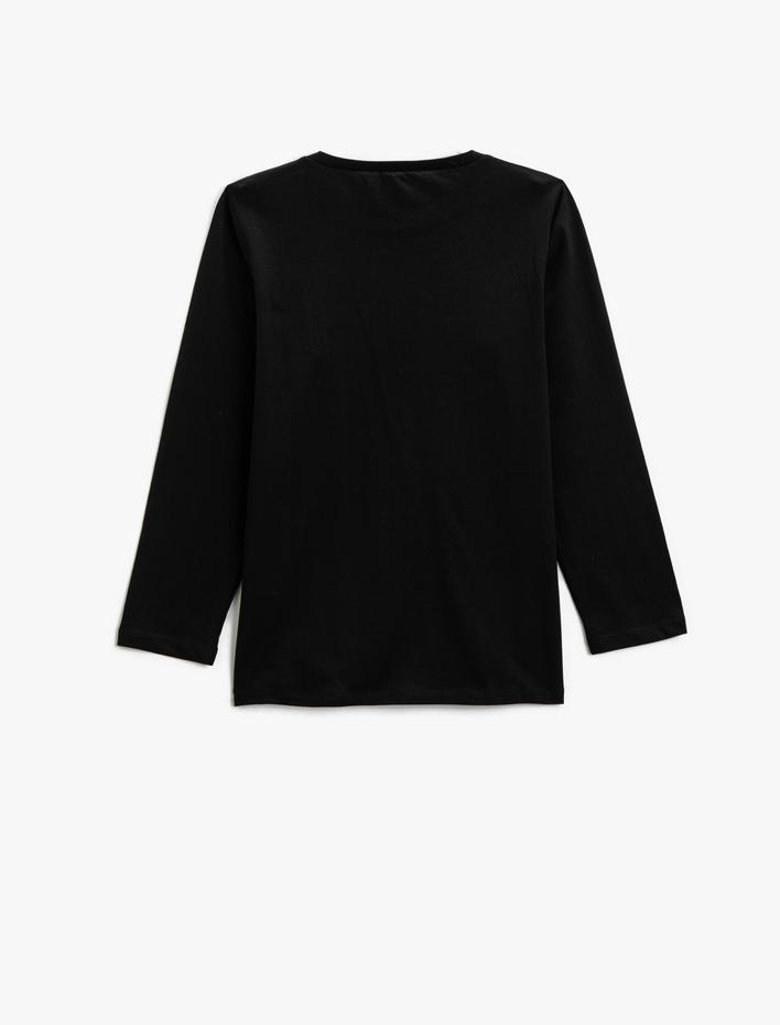 Erkek Çocuk Uzun Kollu Tişört Baskılı Bisiklet Yaka Pamuklu