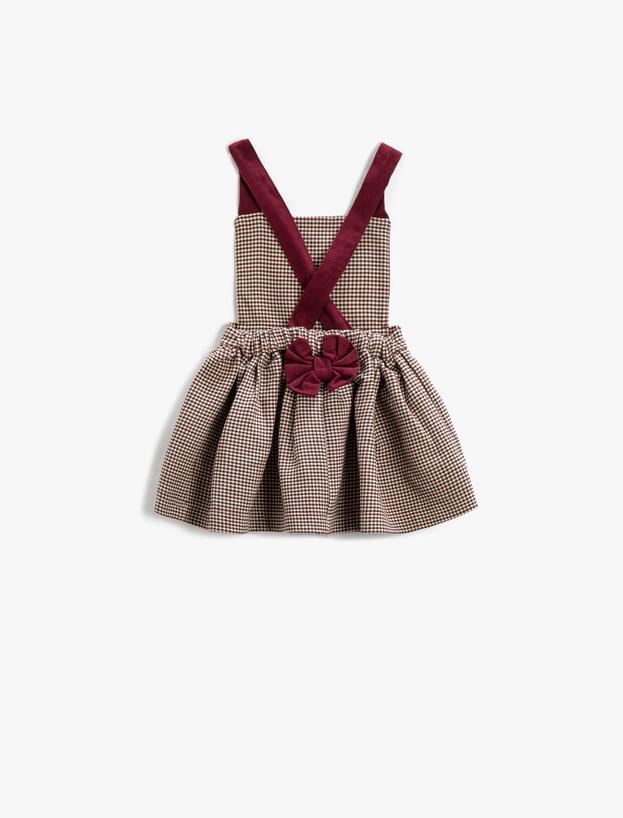  Kız Bebek Salopet Elbise Aplike Detaylı