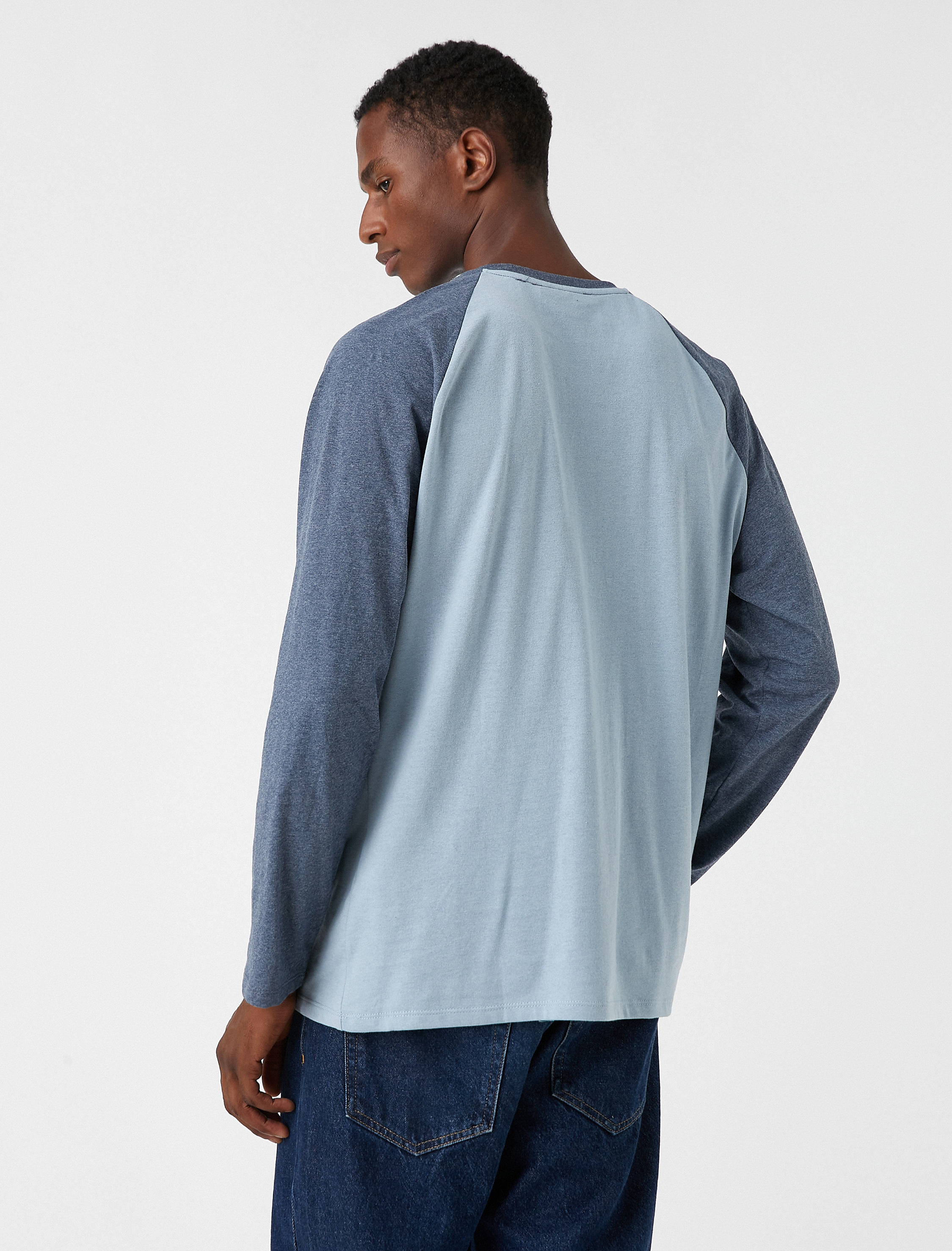   Uzun Kollu Tişört Bisiklet Yaka Cep Detaylı