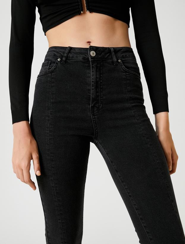   Kot Pantolon Dar Kesim Normal Bel İspanyol Paça - Victoria Slim Jean