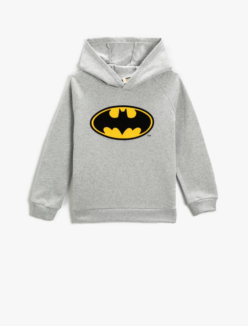  Erkek Çocuk Batman Baskılı Kapüşonlu Sweatshirt Lisanslı