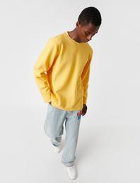 Basic Sweatshirt Şardonlu Bisiklet Yaka