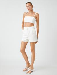 Cepli Şort Yüksek Bel