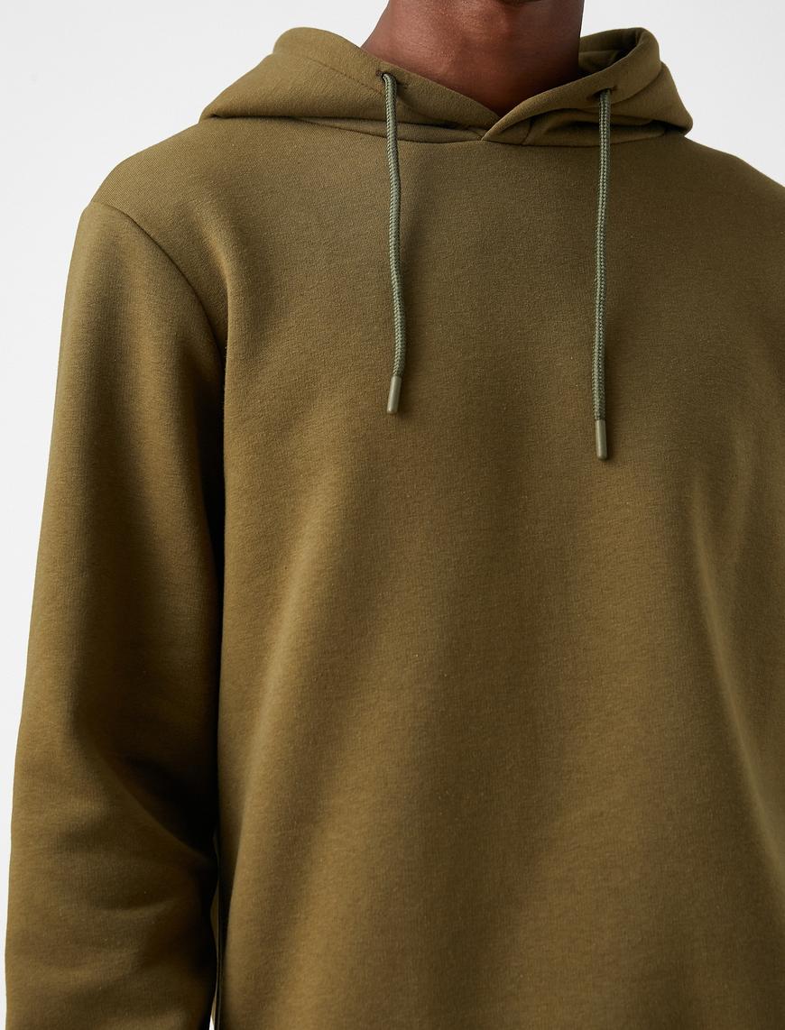   Basic Kapşonlu Sweatshirt Şardonlu