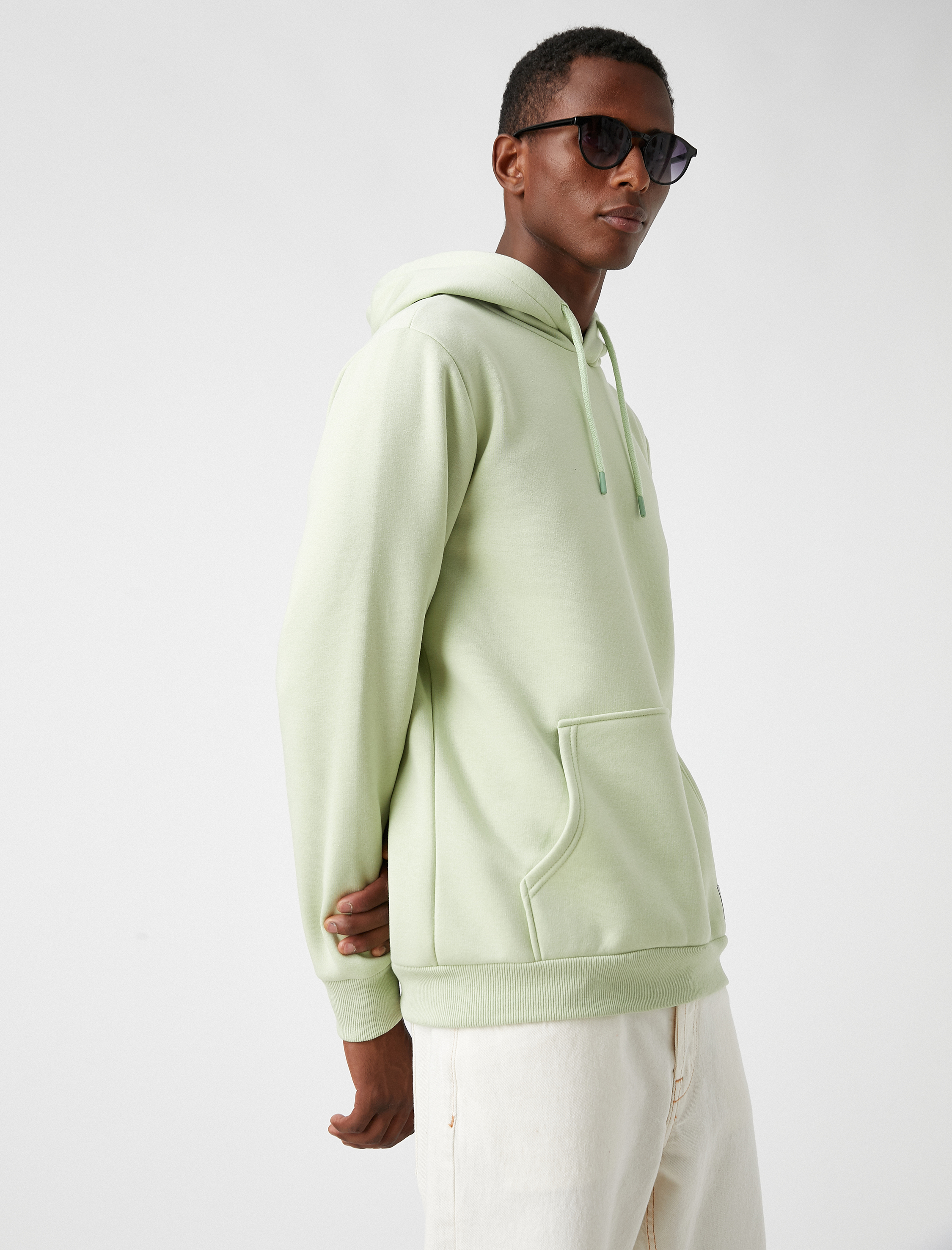   Basic Kapşonlu Sweatshirt Şardonlu