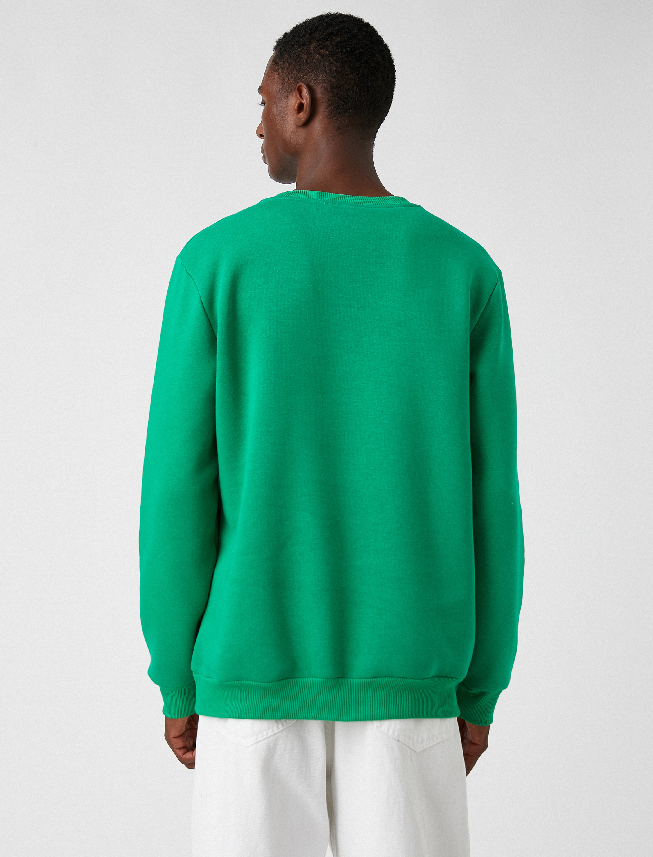   Bisiklet Yaka Sweatshirt Şardonlu Kabartma Şehir Baskılı Uzun Kollu