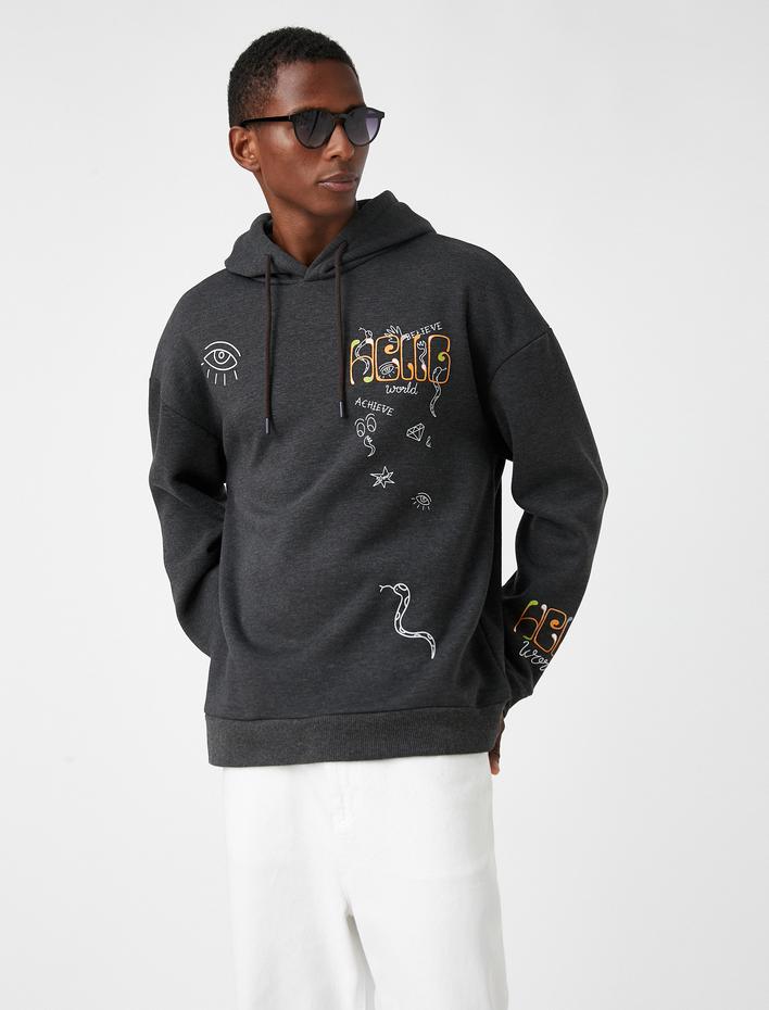  Baskılı Oversize Sweatshirt Şardonlu