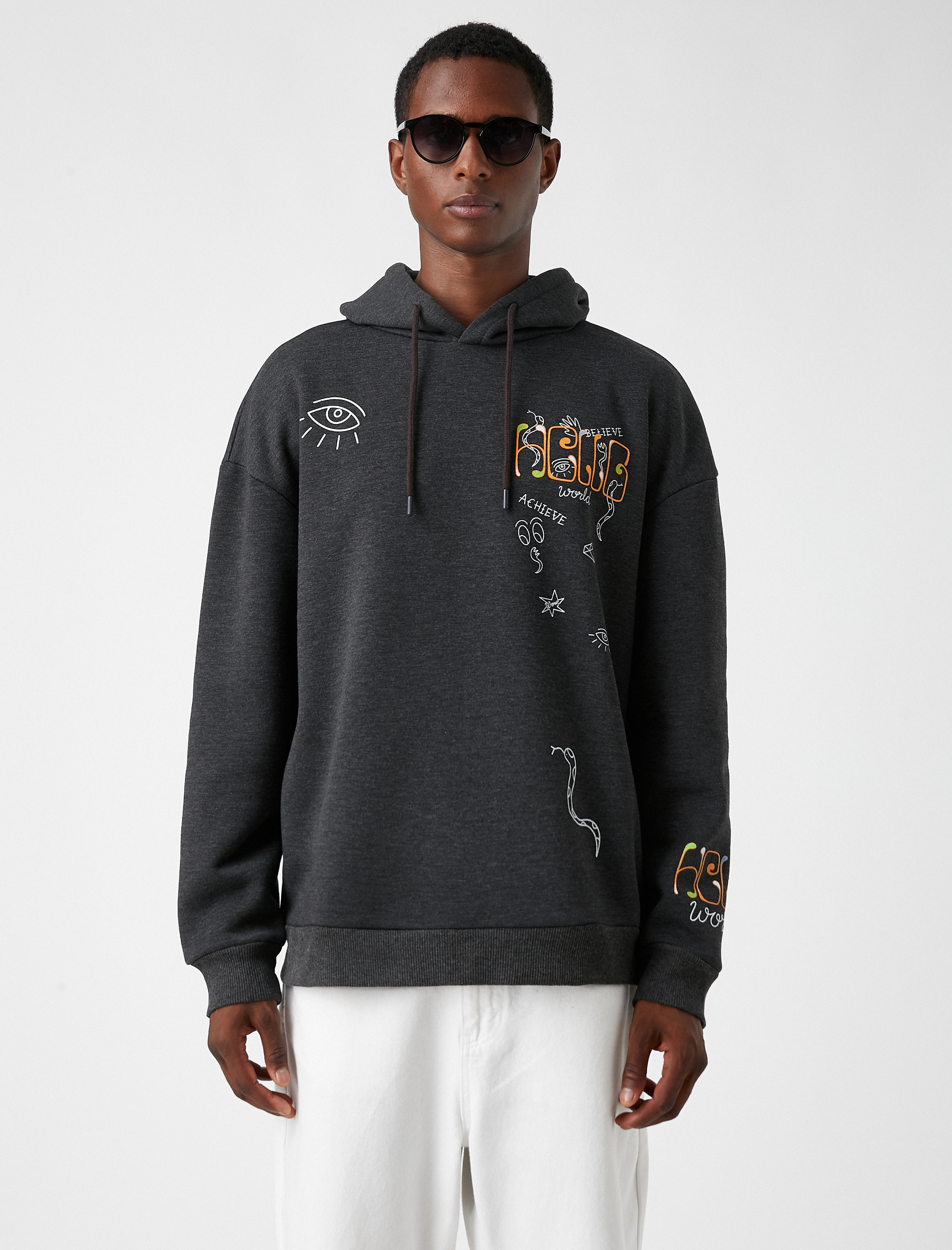   Baskılı Oversize Sweatshirt Şardonlu