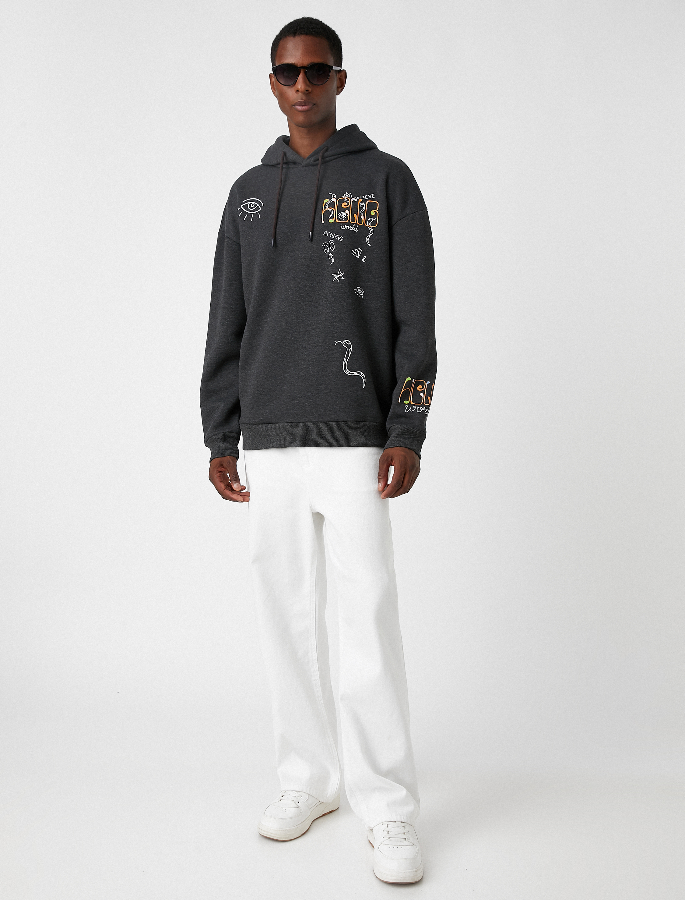   Baskılı Oversize Sweatshirt Şardonlu