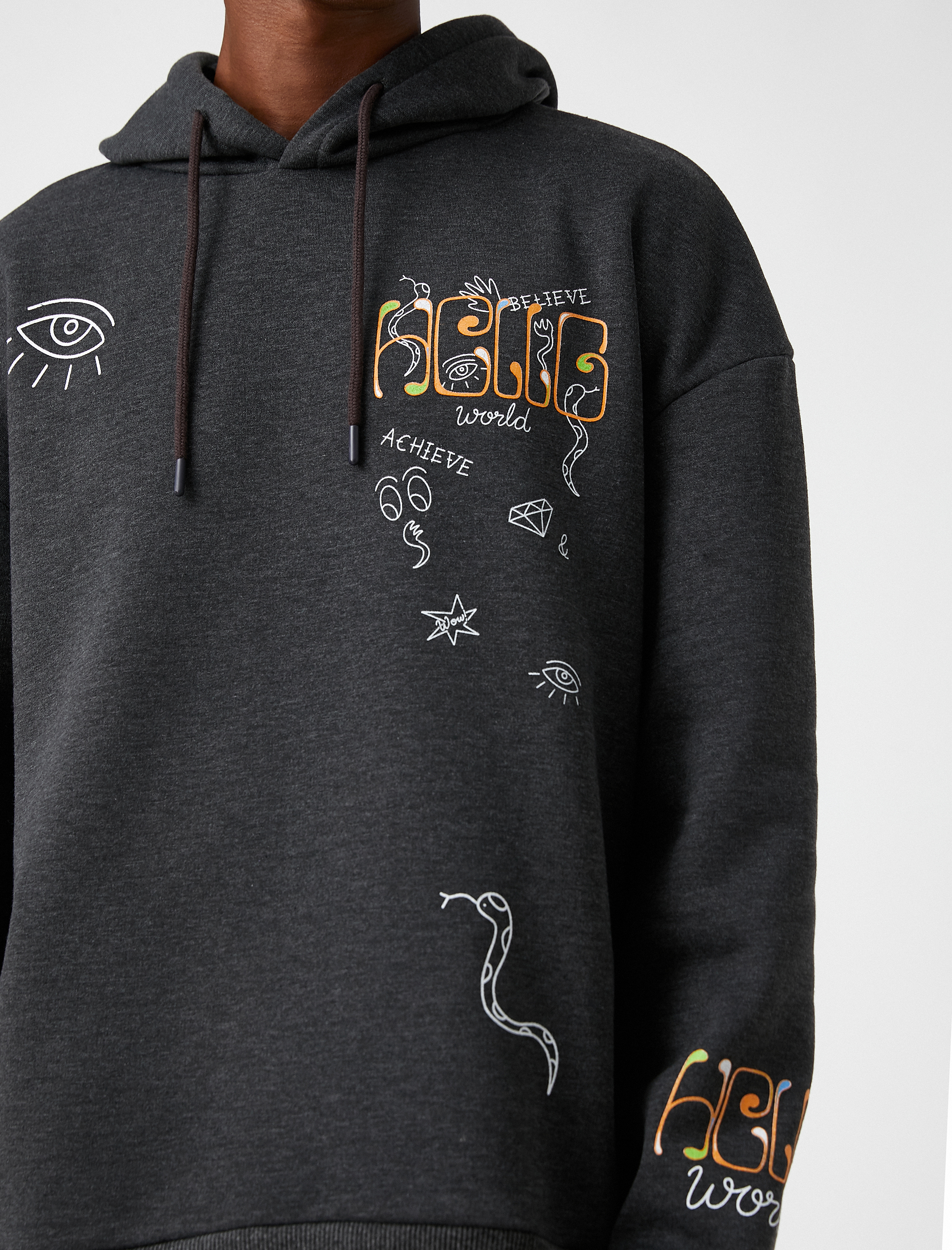   Baskılı Oversize Sweatshirt Şardonlu