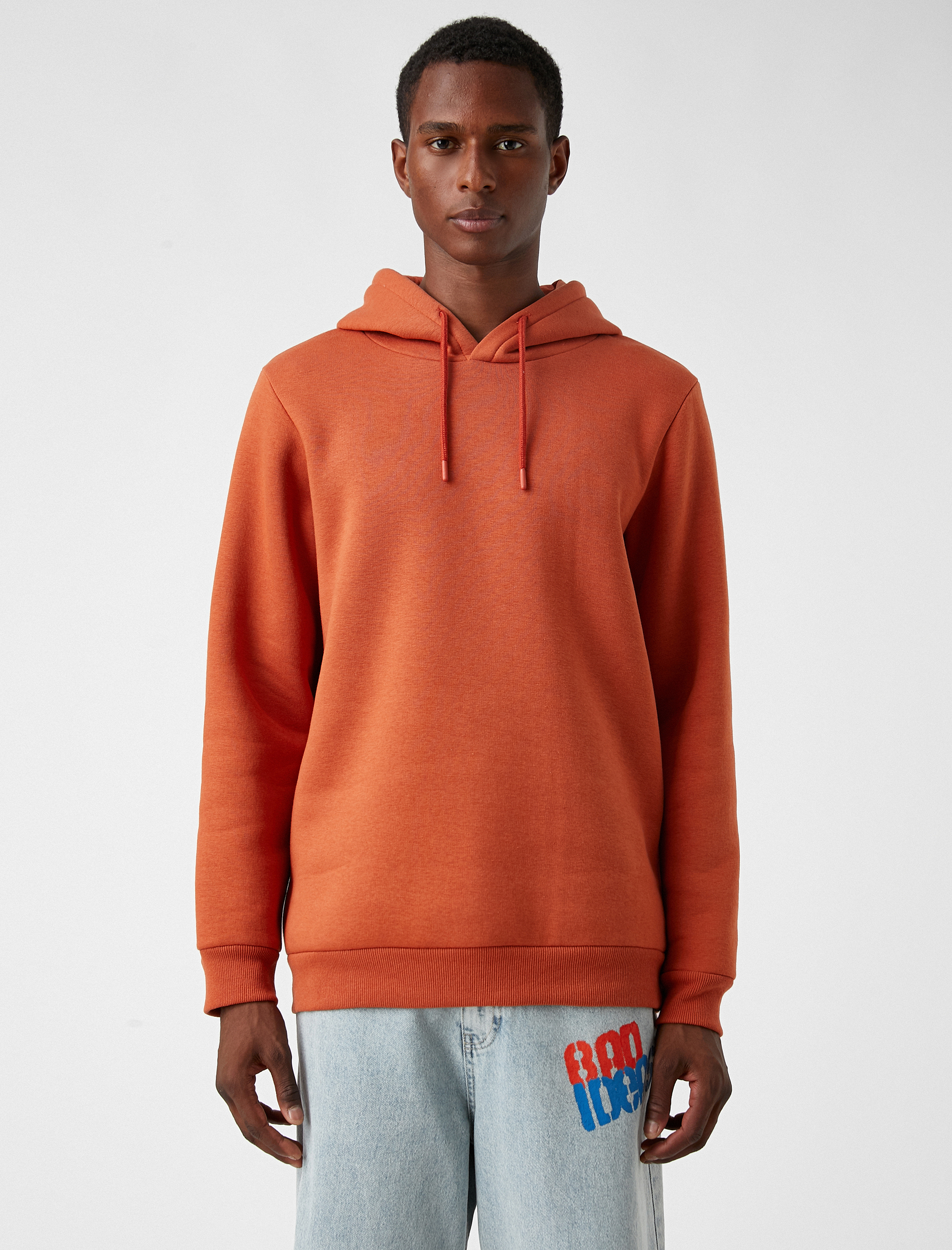   Basic Kapşonlu Sweatshirt Şardonlu