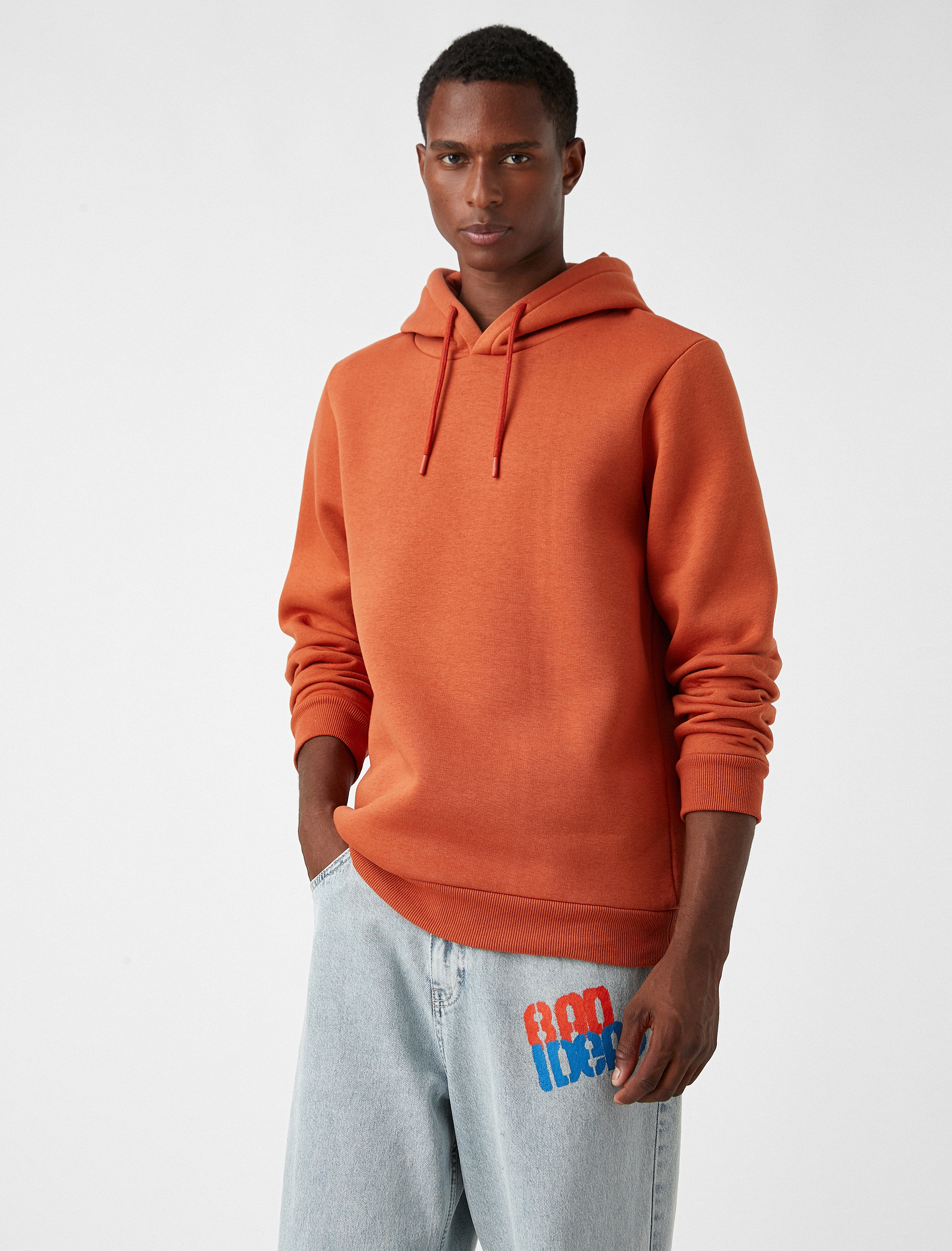   Basic Kapşonlu Sweatshirt Şardonlu