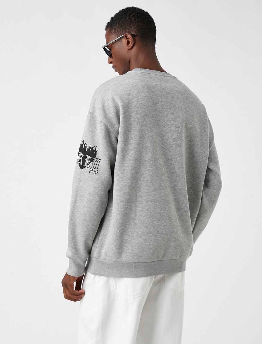   Baskılı Oversize Sweatshirt Şardonlu