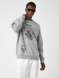 Baskılı Oversize Sweatshirt Şardonlu