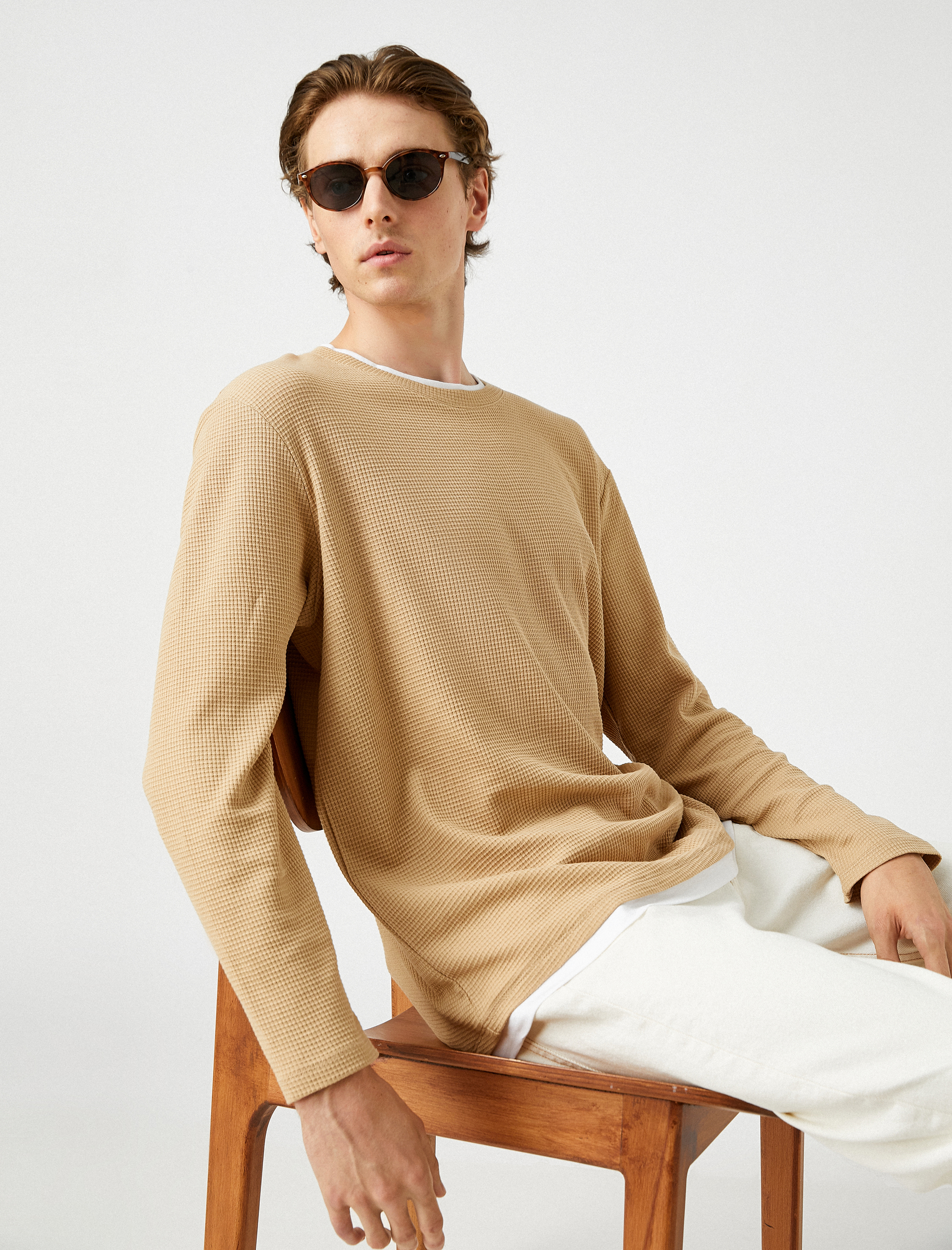   Uzun Kollu Tişört Bisiklet Yaka