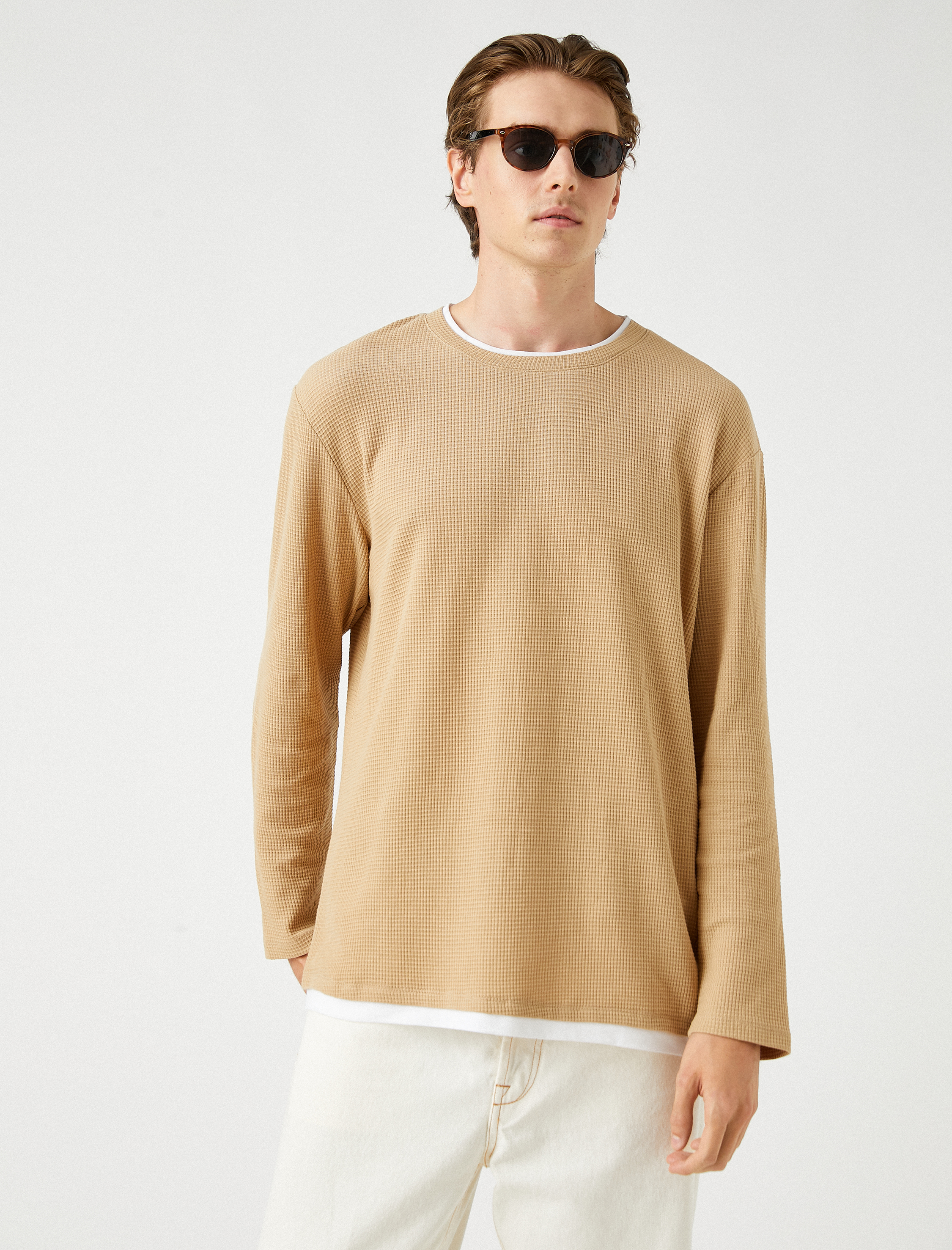   Uzun Kollu Tişört Bisiklet Yaka