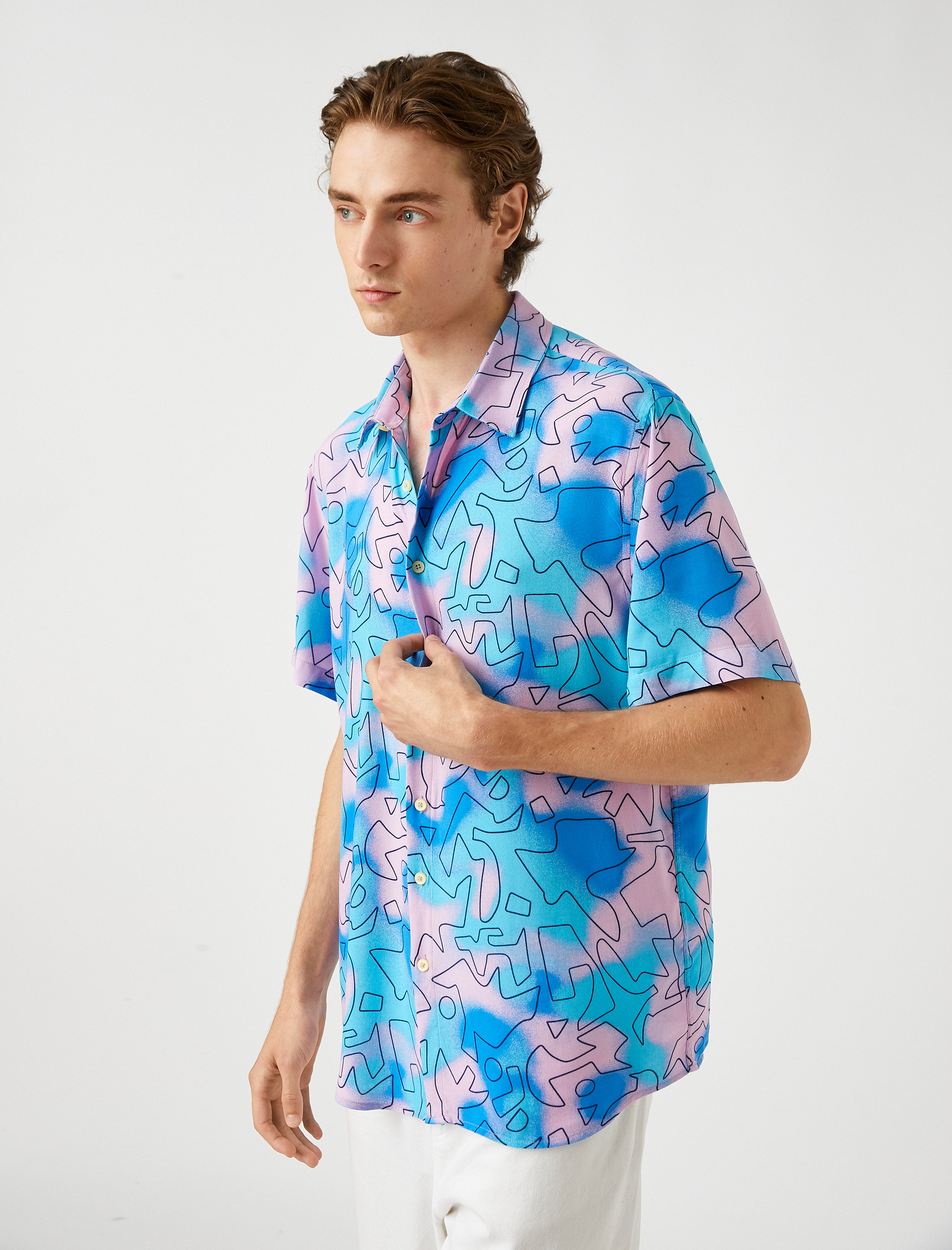   Desenli Kısa Kollu Gömlek