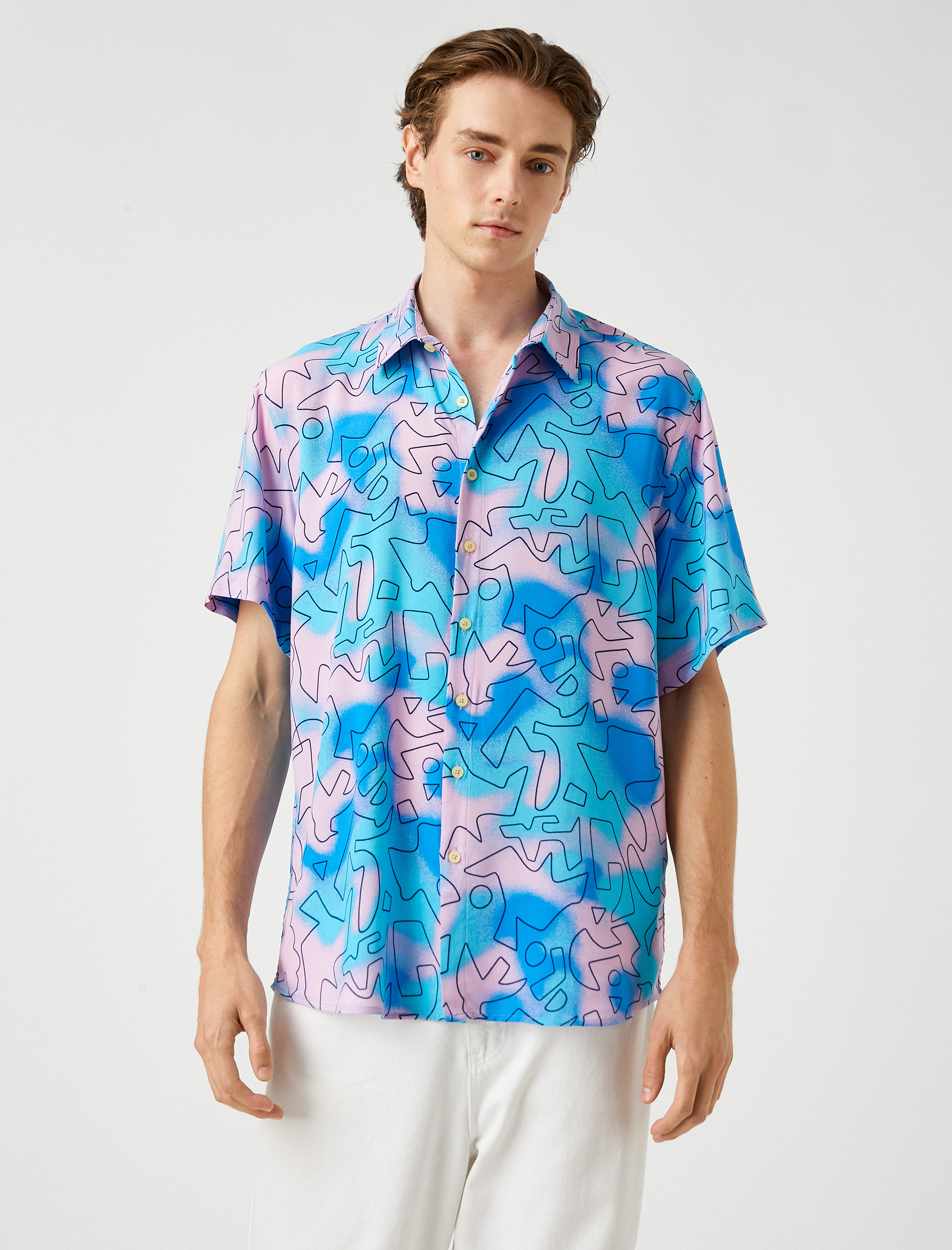   Desenli Kısa Kollu Gömlek