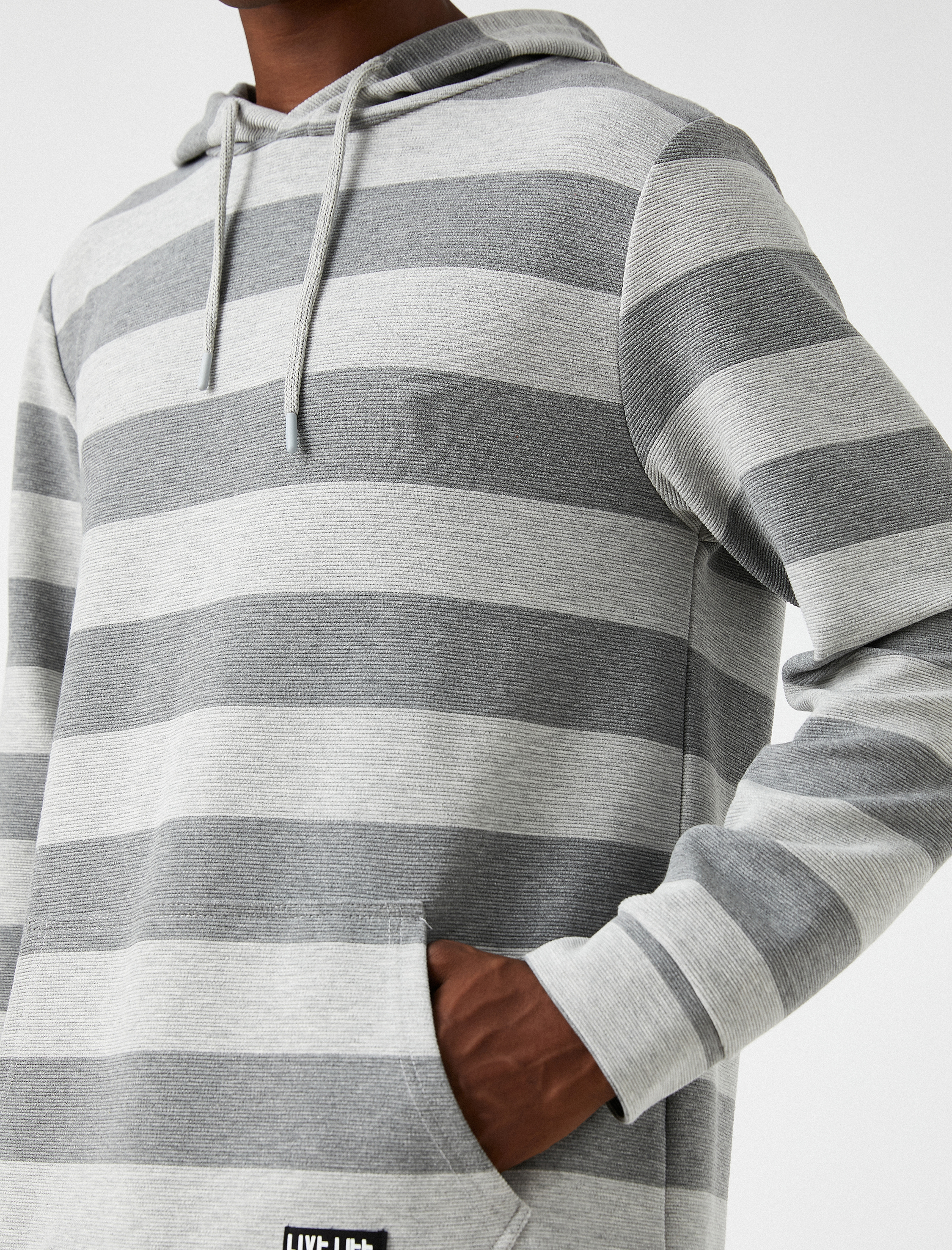   Çizgili Kapşonlu Sweatshirt