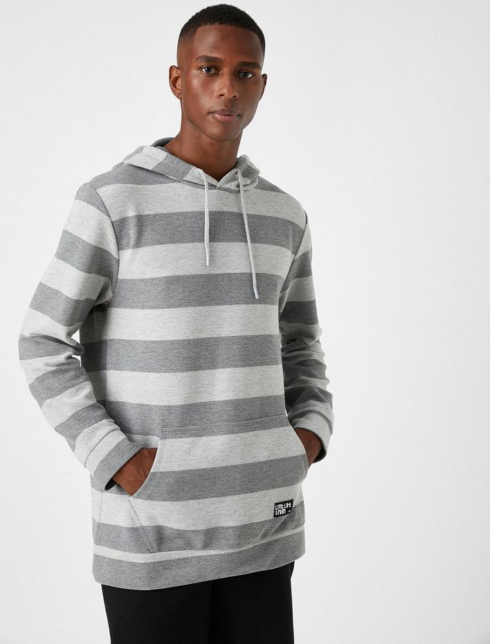  Çizgili Kapşonlu Sweatshirt