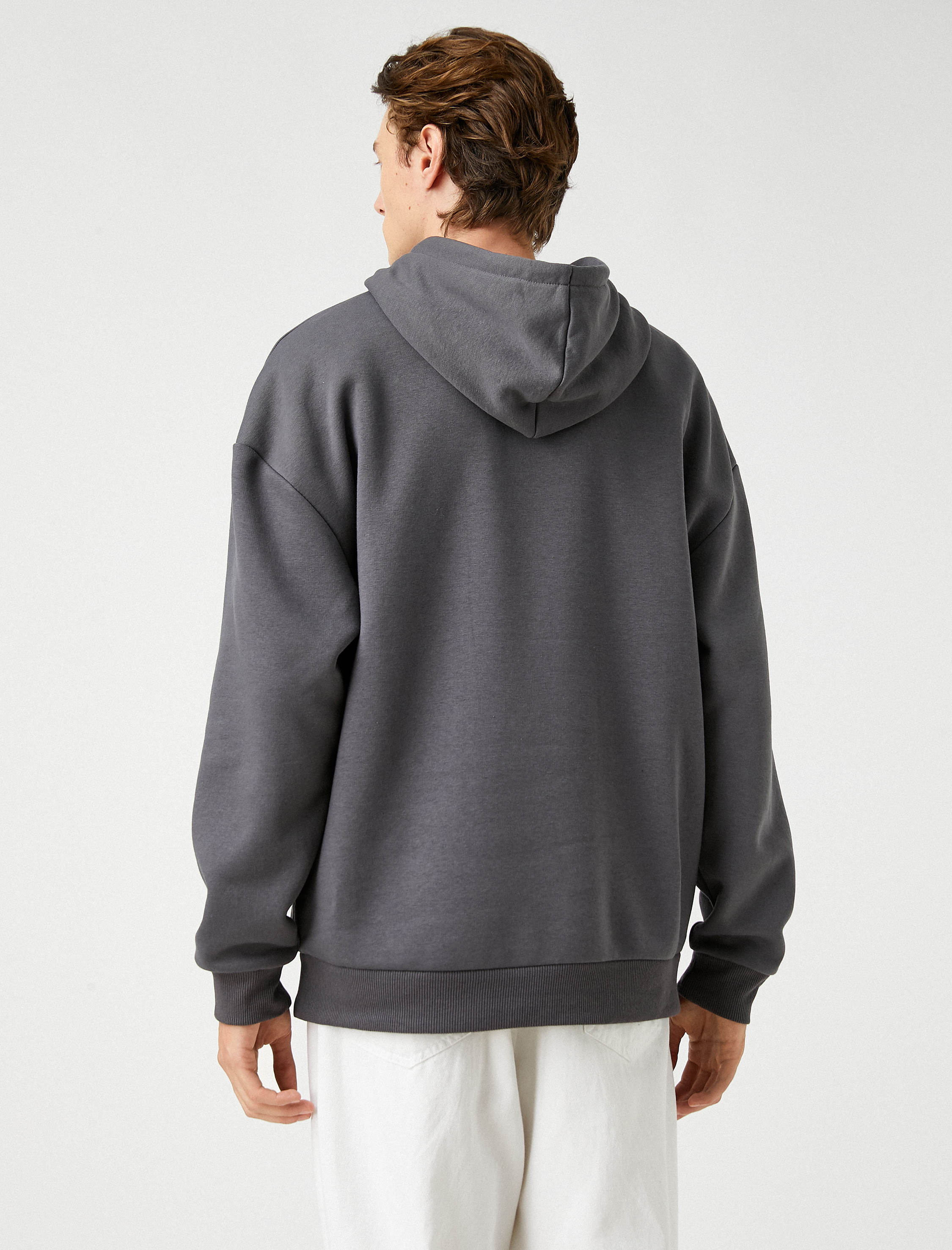   Kapşonlu Oversize Sweatshirt Şardonlu Kuru Kafa Baskılı