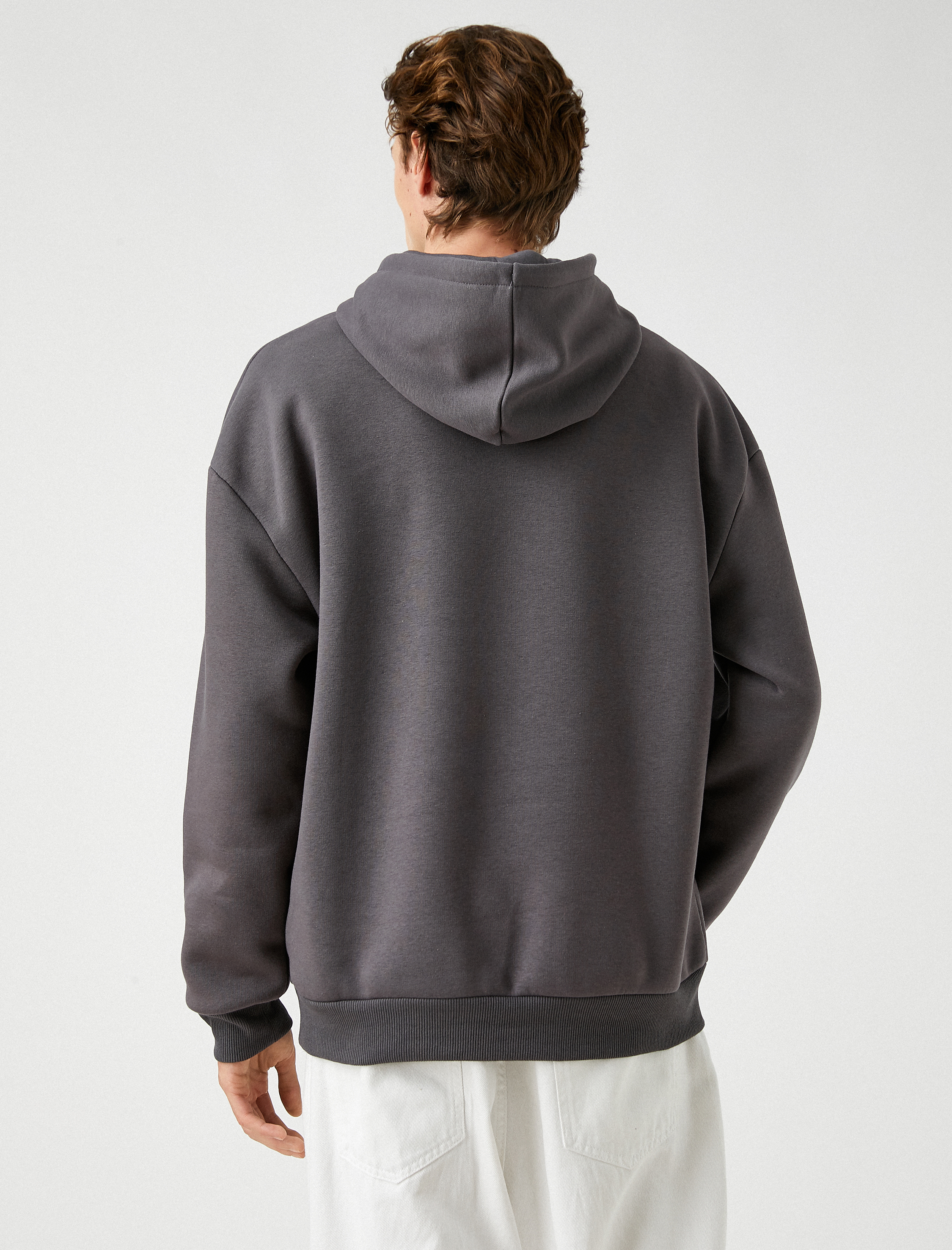   Kapşonlu Oversize Sweatshirt Şardonlu Kuru Kafa Baskılı