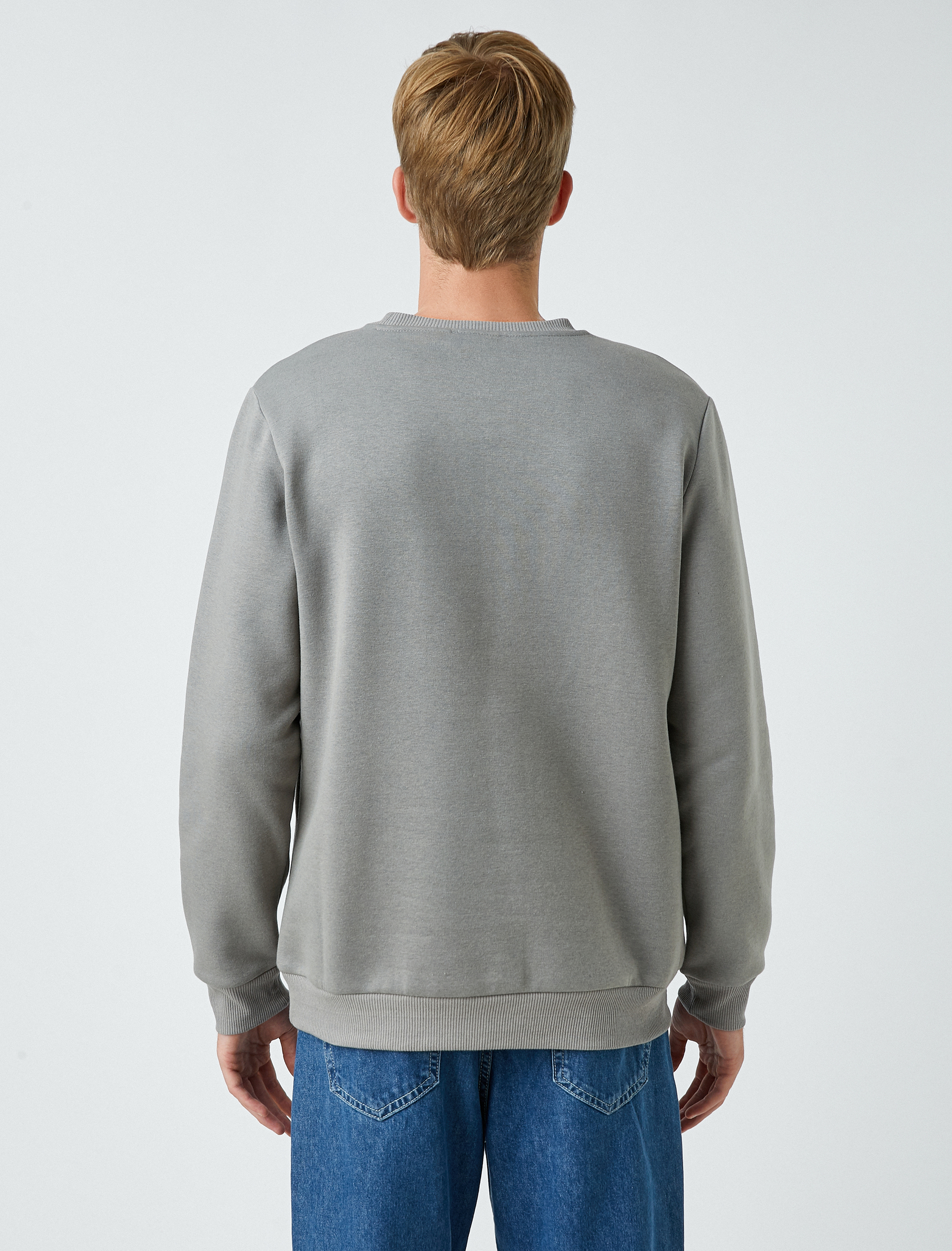 Kartal Baskılı Sweatshirt Şardonlu Bisiklet Yaka