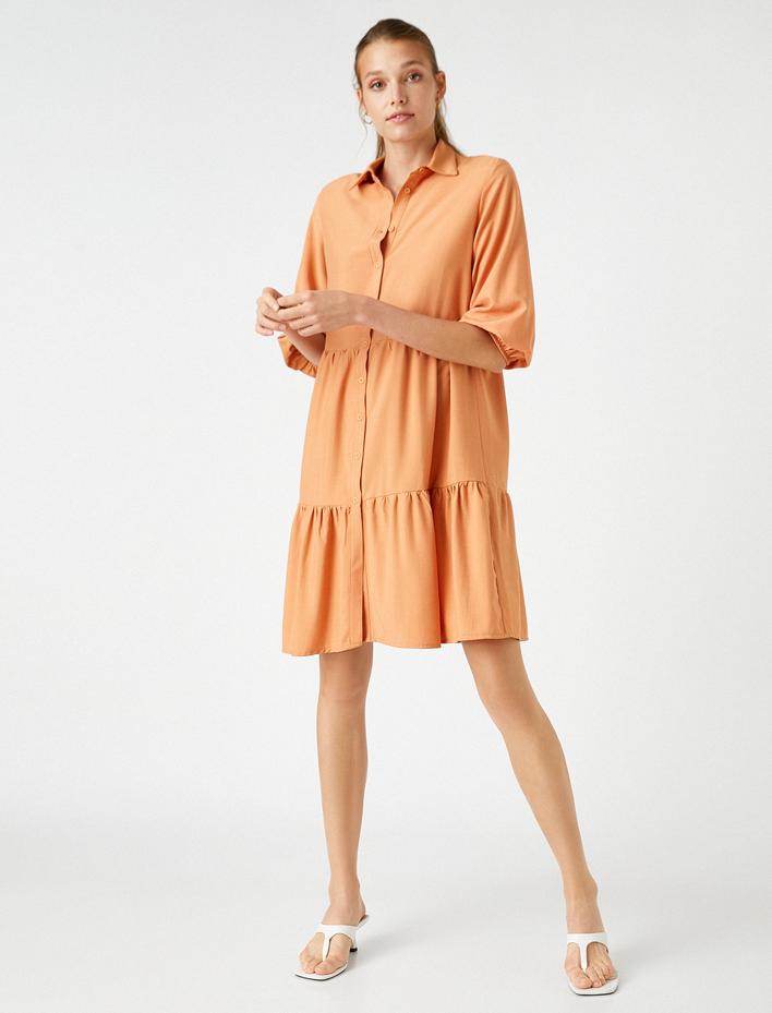  Balon Kol Gömlek Elbise