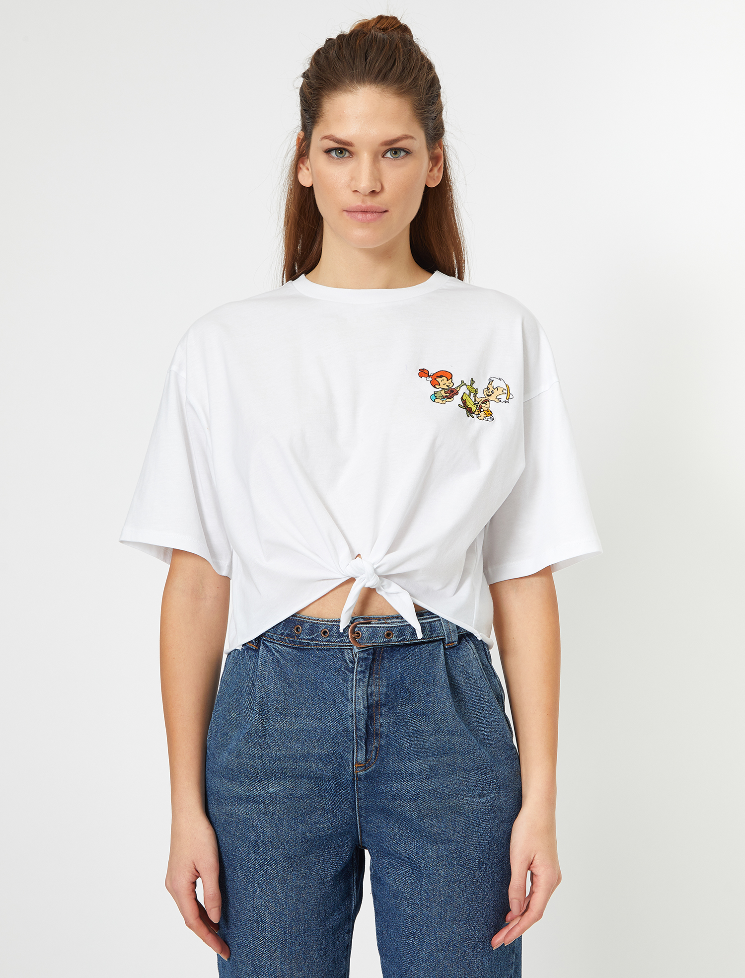   The Flintstones Beli Bağlamalı Nakışlı Lisanslı Tişört