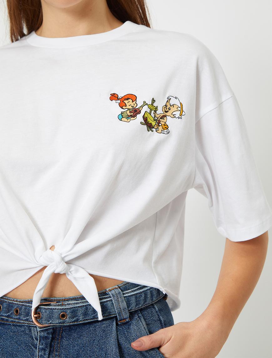   The Flintstones Beli Bağlamalı Nakışlı Lisanslı Tişört