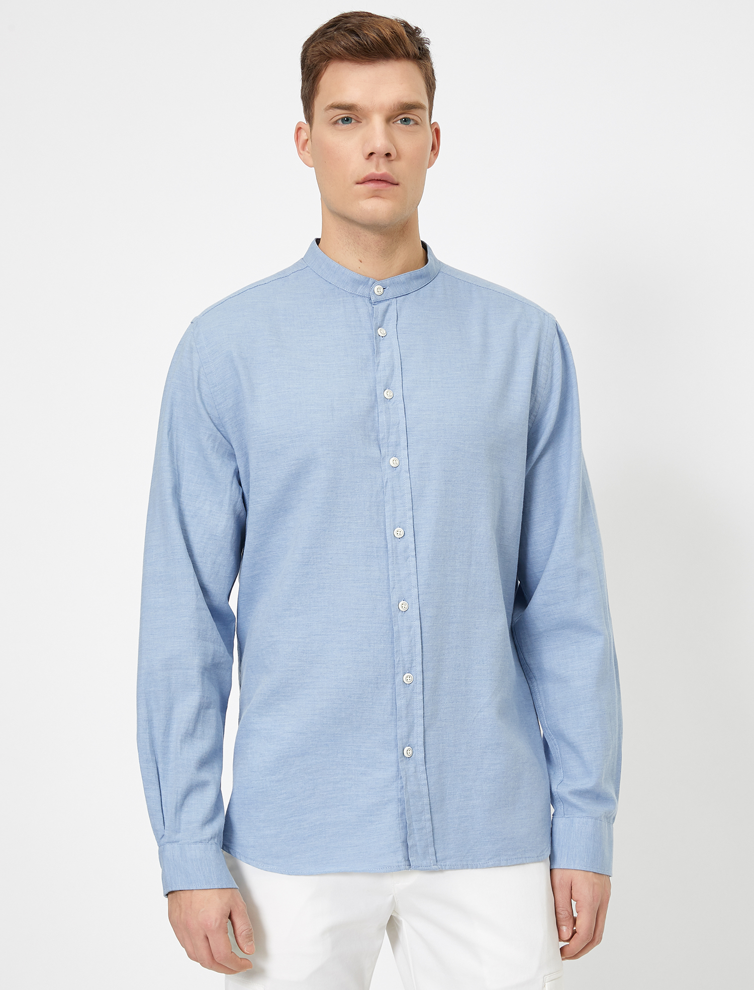   Hakim Yaka Apoletli Desenli Kumaş Regular Fit Casual Gömlek