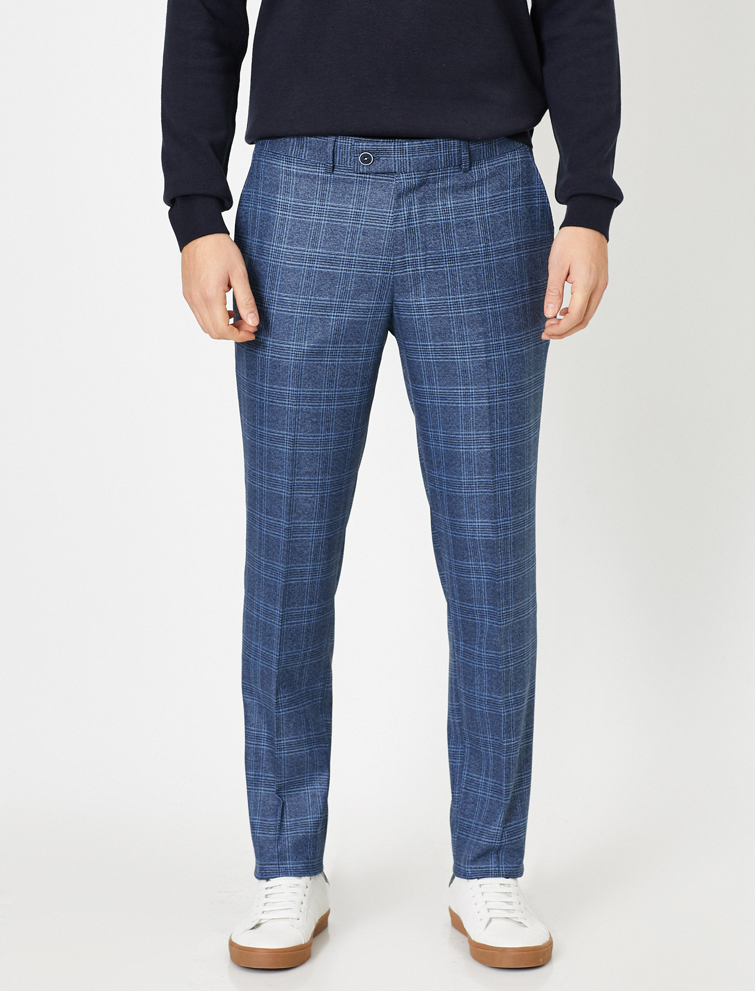   Cep Detaylı Slim Fit Kareli Pantolon