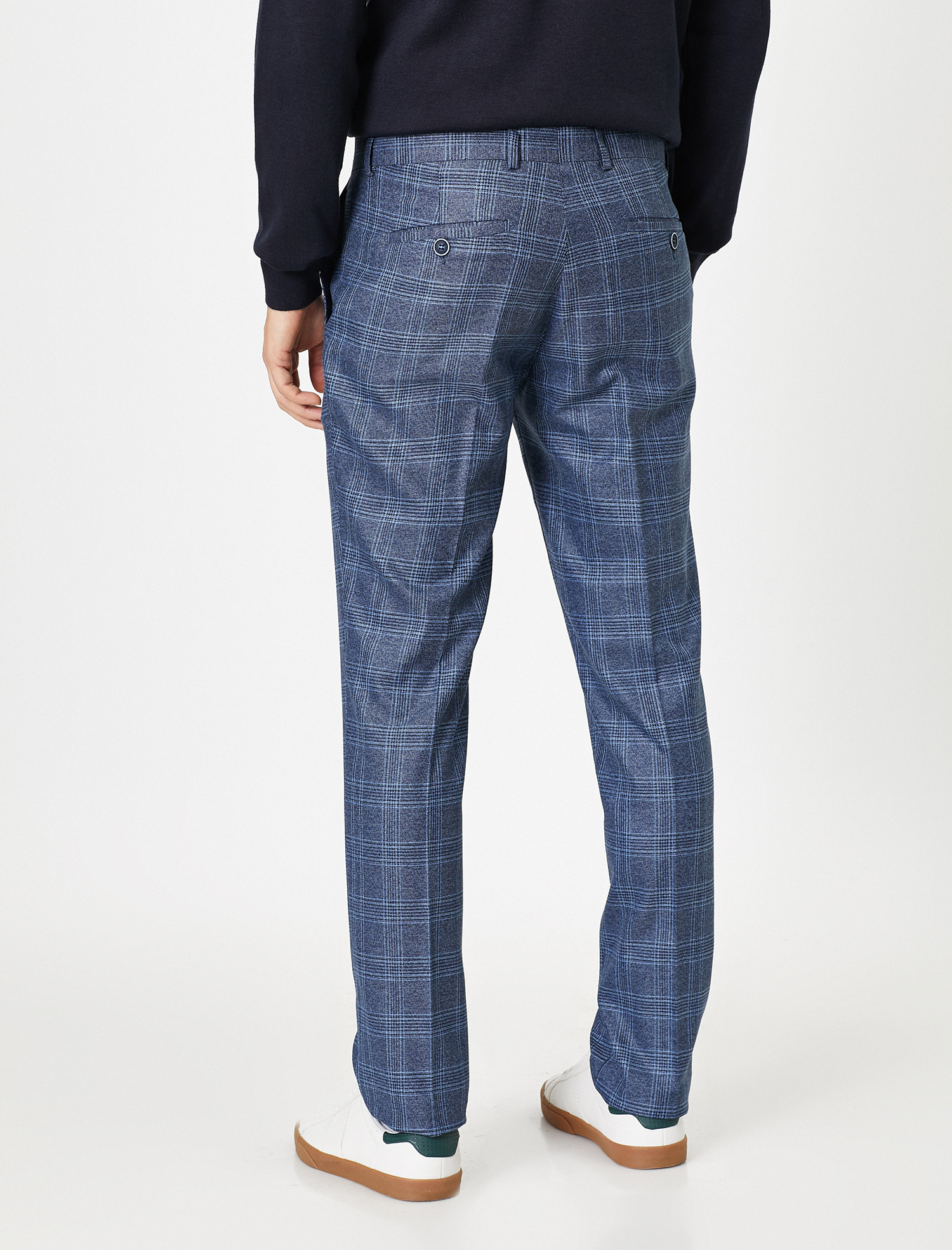   Cep Detaylı Slim Fit Kareli Pantolon