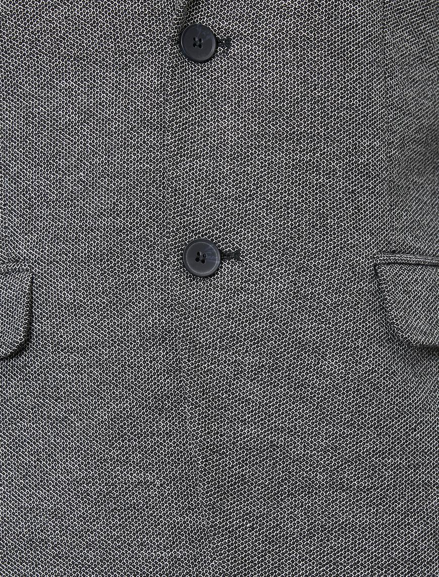   Kontrast Detaylı Cepli Düğmeli Blazer Ceketi