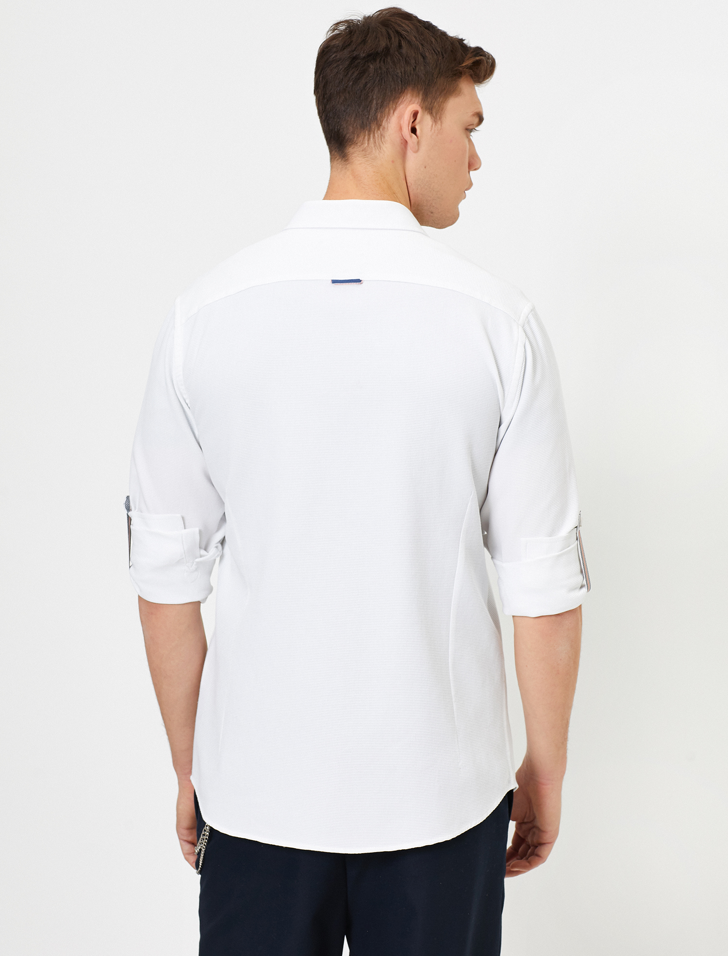   Apoletli Uzun Kollu Slim Fit Casual Gömlek