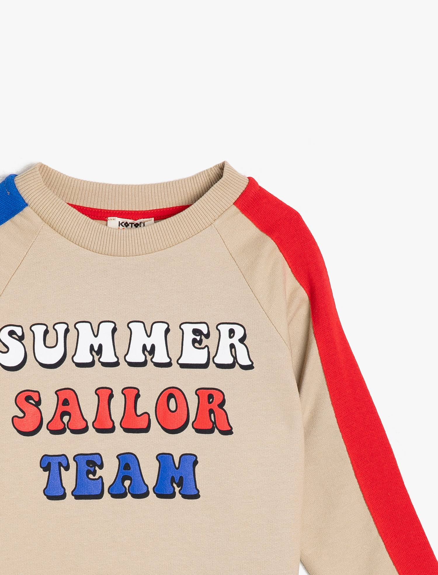  Erkek Çocuk Kontrast Renk Detaylı Baskılı Ribanalı Bisiklet Yaka Sweatshirt