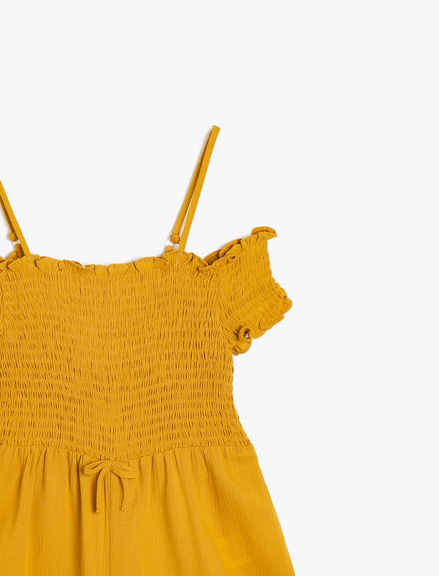  Kız Çocuk İnce Dökümlü Dokulu Kumaştan Omzu Açık Askılı Kısa Şortlu Tulum