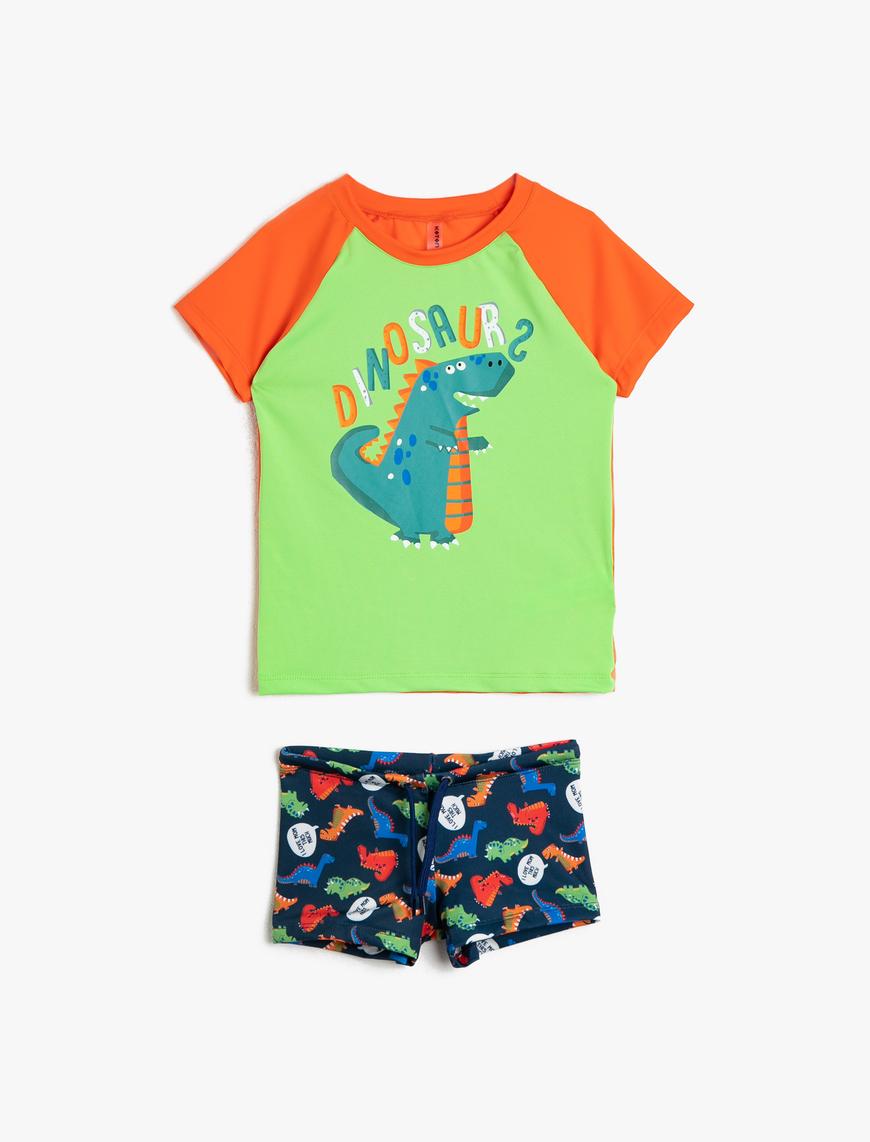  Erkek Çocuk Mayo Takım Deniz Şortu ve Tişört 2'li